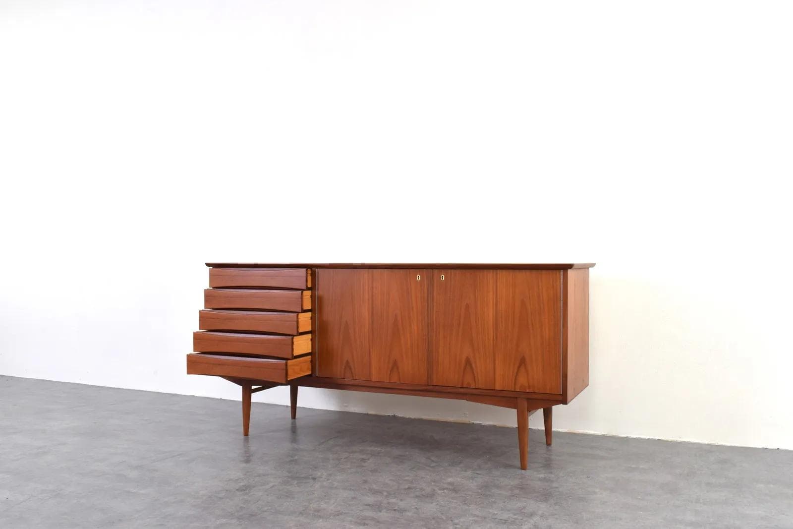 Sideboard, brown teak, by F. Kayser, Norway, 1960s - 315634