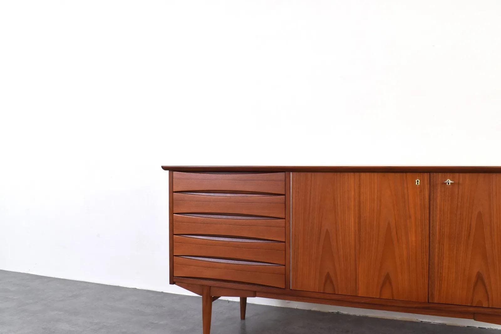 Sideboard, brown teak, by F. Kayser, Norway, 1960s - 315631