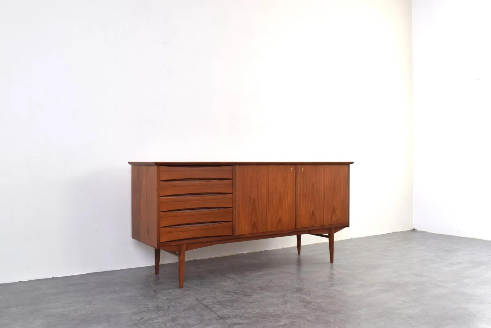 Sideboard, brown teak, by F. Kayser, Norway, 1960s - 315632