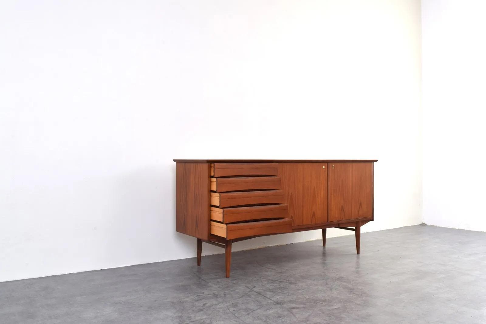 Sideboard, brown teak, by F. Kayser, Norway, 1960s - 315633