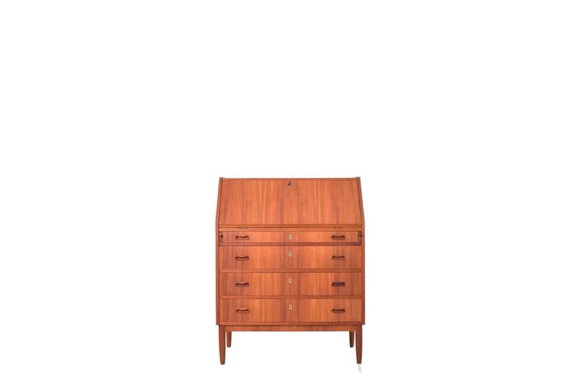 Sekretarzyk, brązowy, teak, Dania, lata 60.