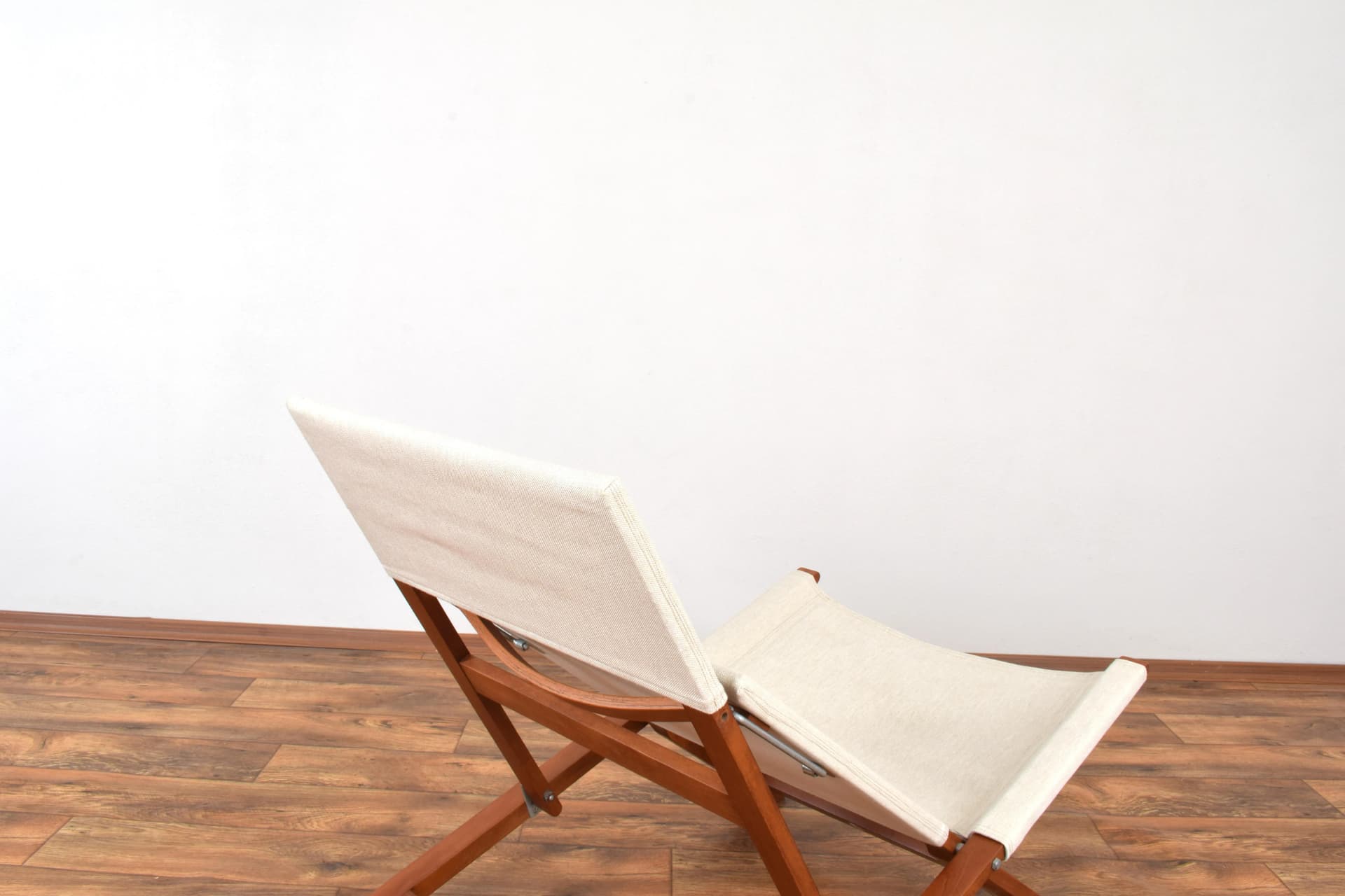 Lounge chair, model 139, brown beech, beige fabric, by L. Vestergaard, Cado, Denmark, 1960s. - 315607