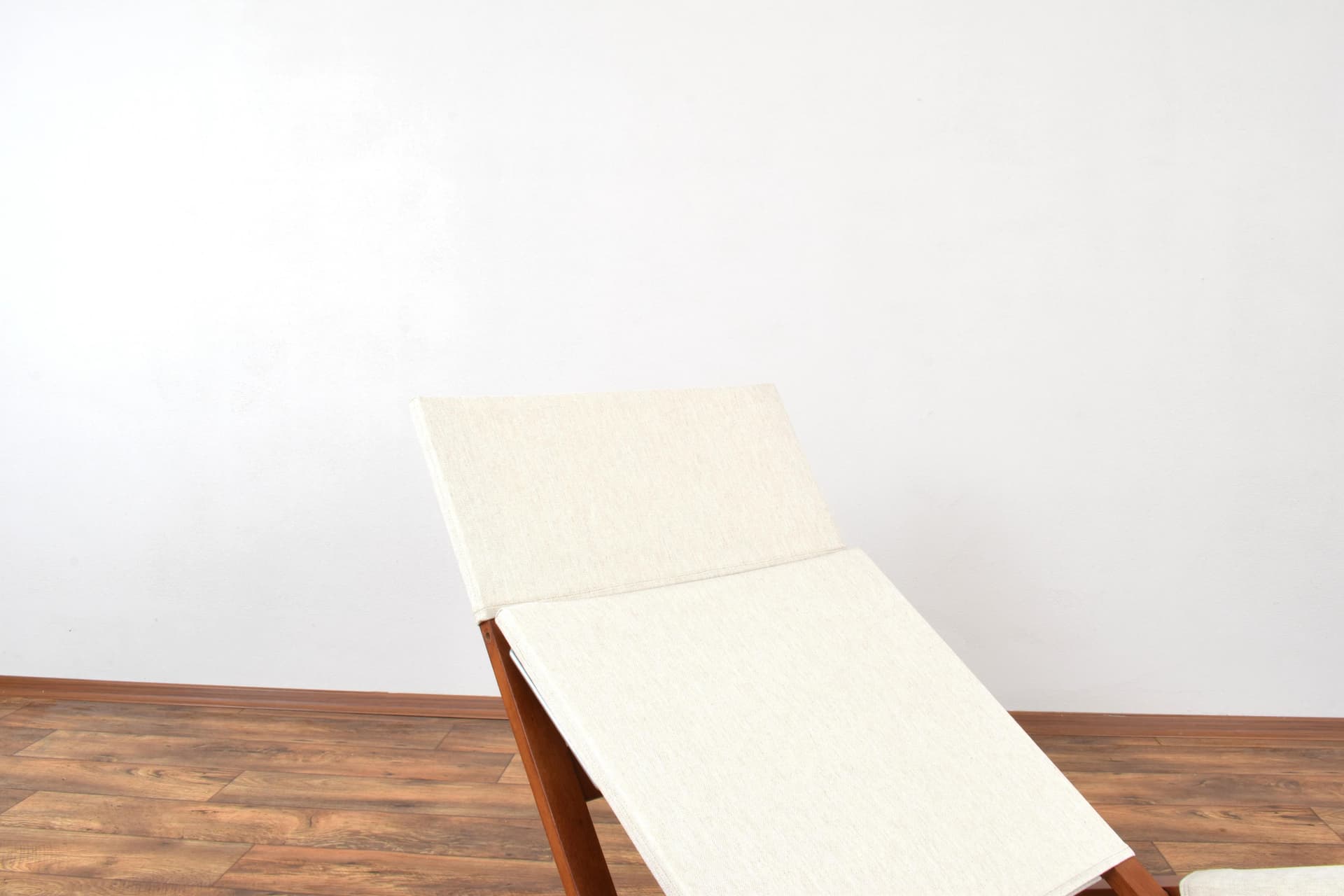 Lounge chair, model 139, brown beech, beige fabric, by L. Vestergaard, Cado, Denmark, 1960s. - 315606