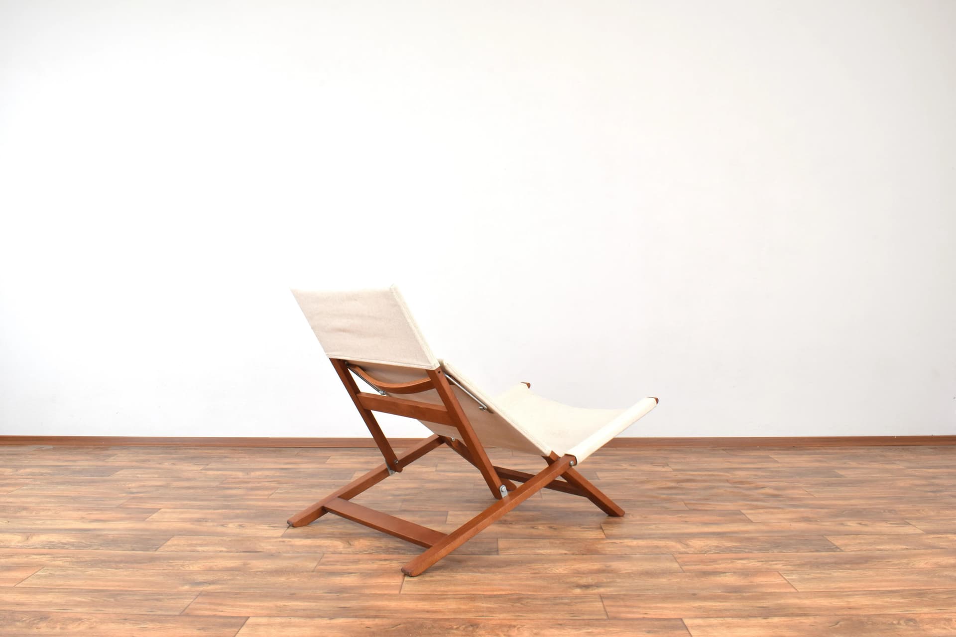 Lounge chair, model 139, brown beech, beige fabric, by L. Vestergaard, Cado, Denmark, 1960s. - 315612