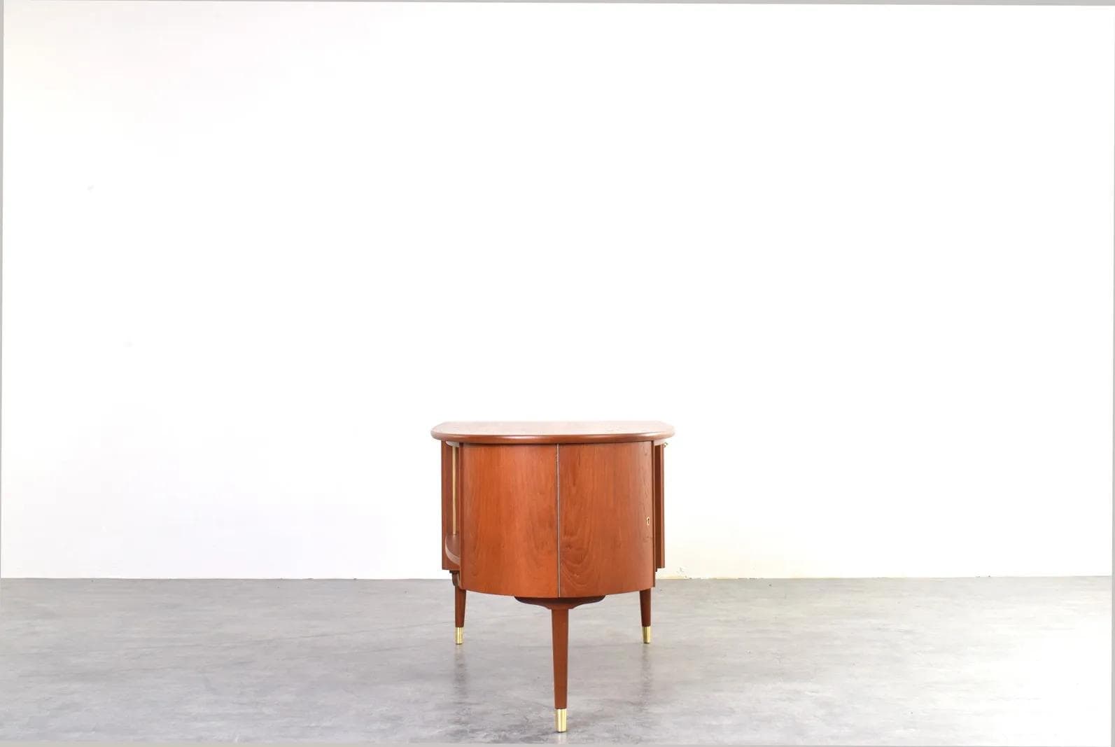 Desk model 111, brown teak, brass, Sola Møbler, Norway, 1960s. - 315598