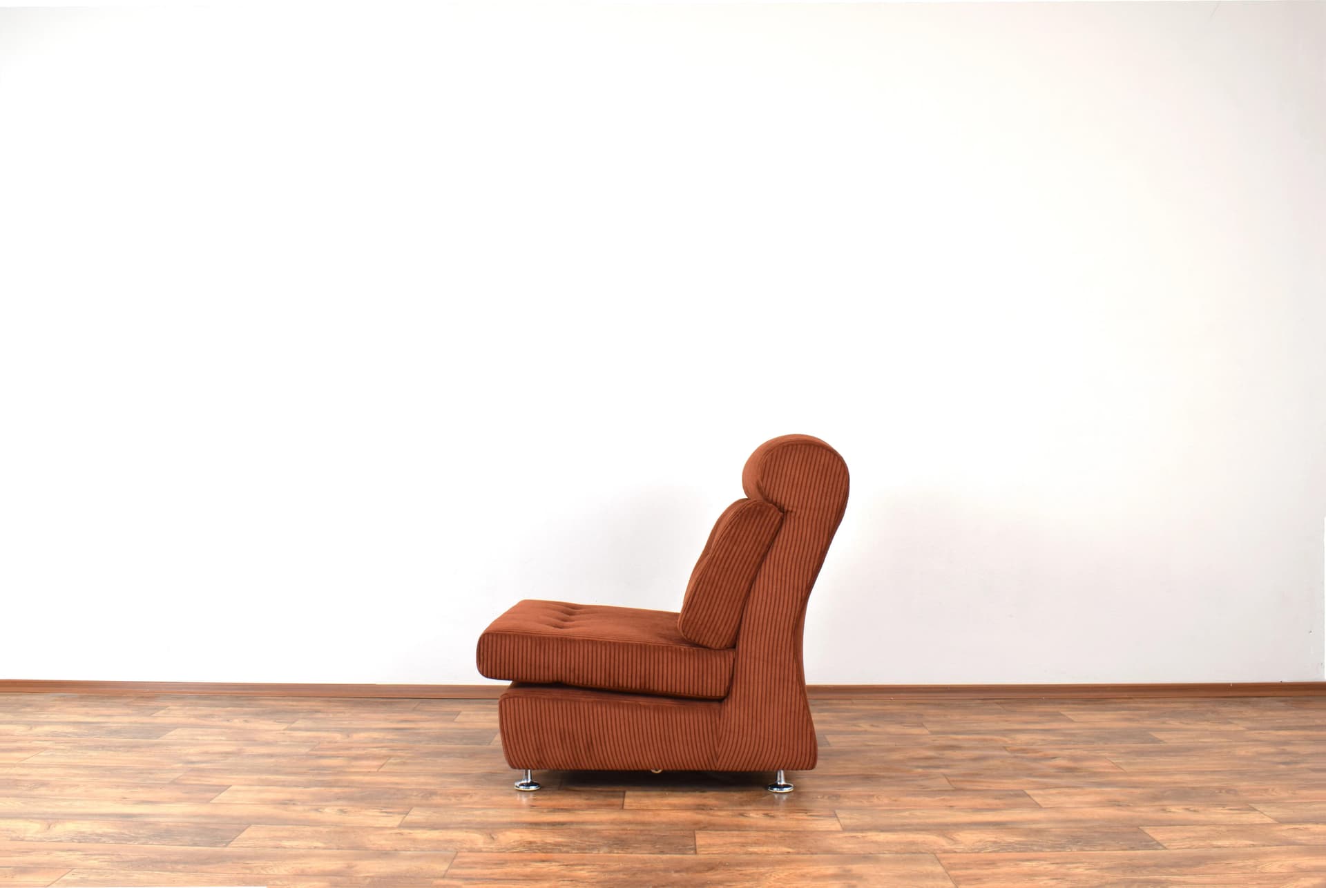 Para foteli klubowych, sztruks brązowy, metal chromowany, Włochy, lata 70. - 315566