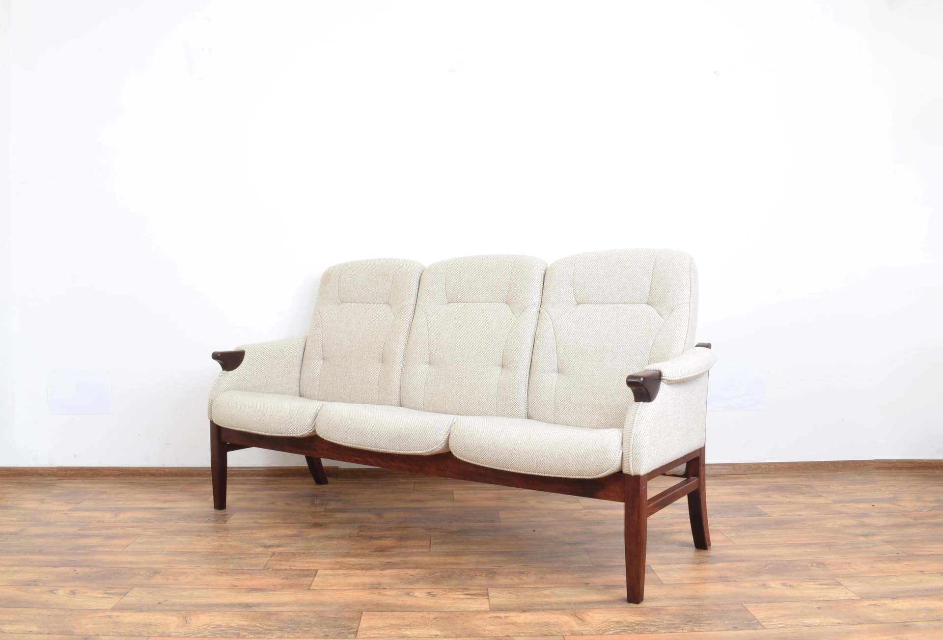 Sofa, beige-grey wool, beech, Denmark, 1970s - 315552
