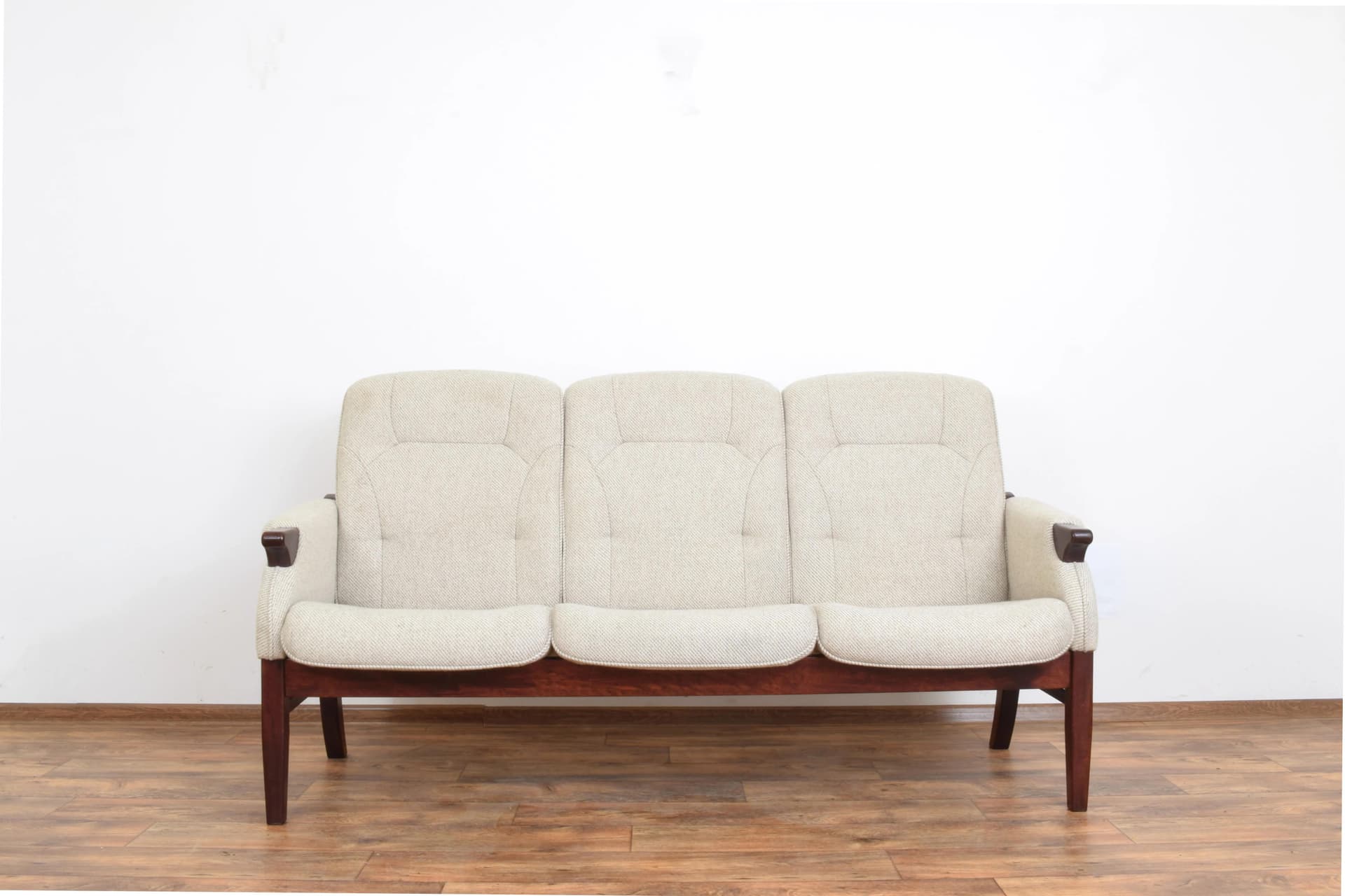 Sofa, beige-grey wool, beech, Denmark, 1970s - 315550