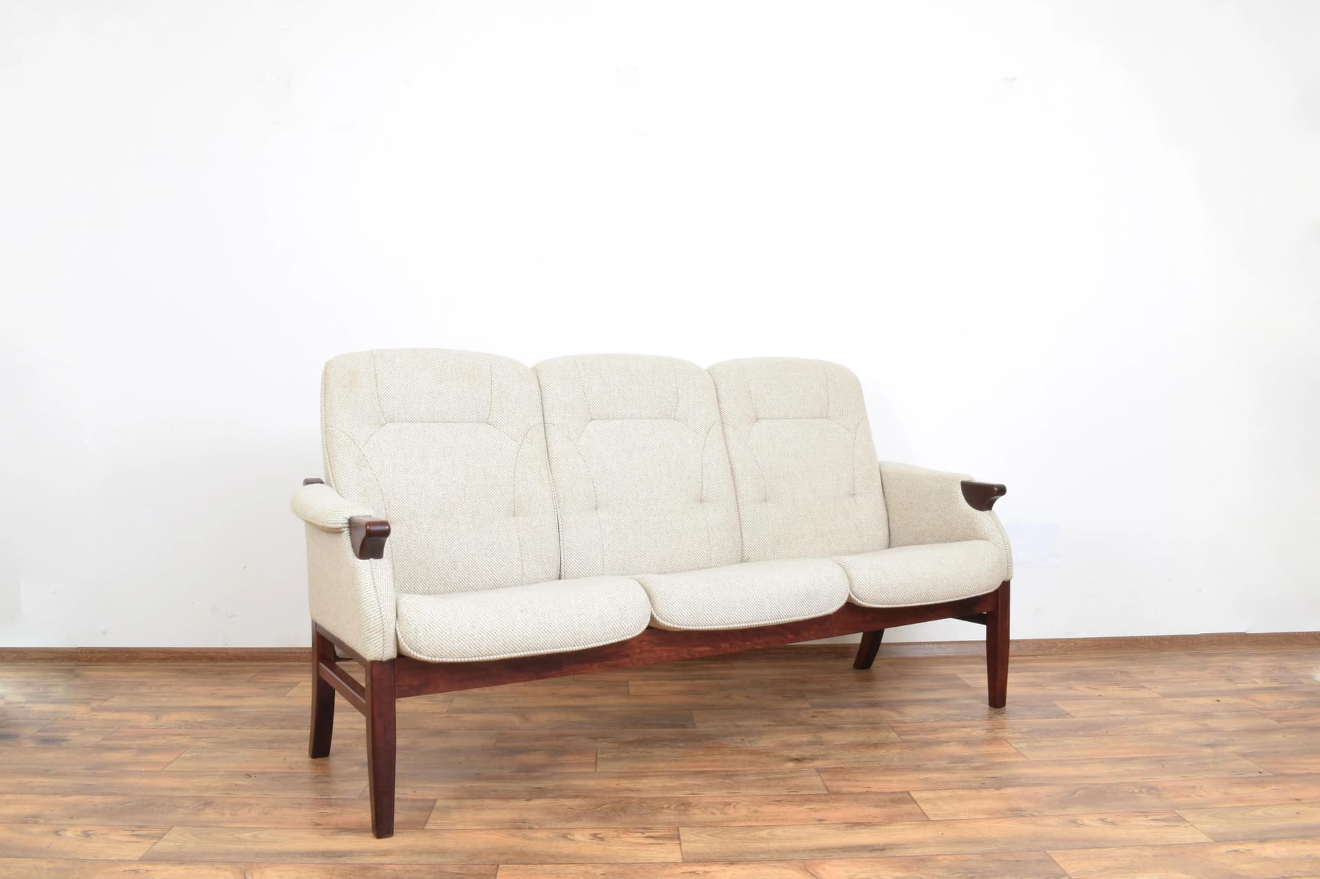 Sofa, beige-grey wool, beech, Denmark, 1970s - 315551