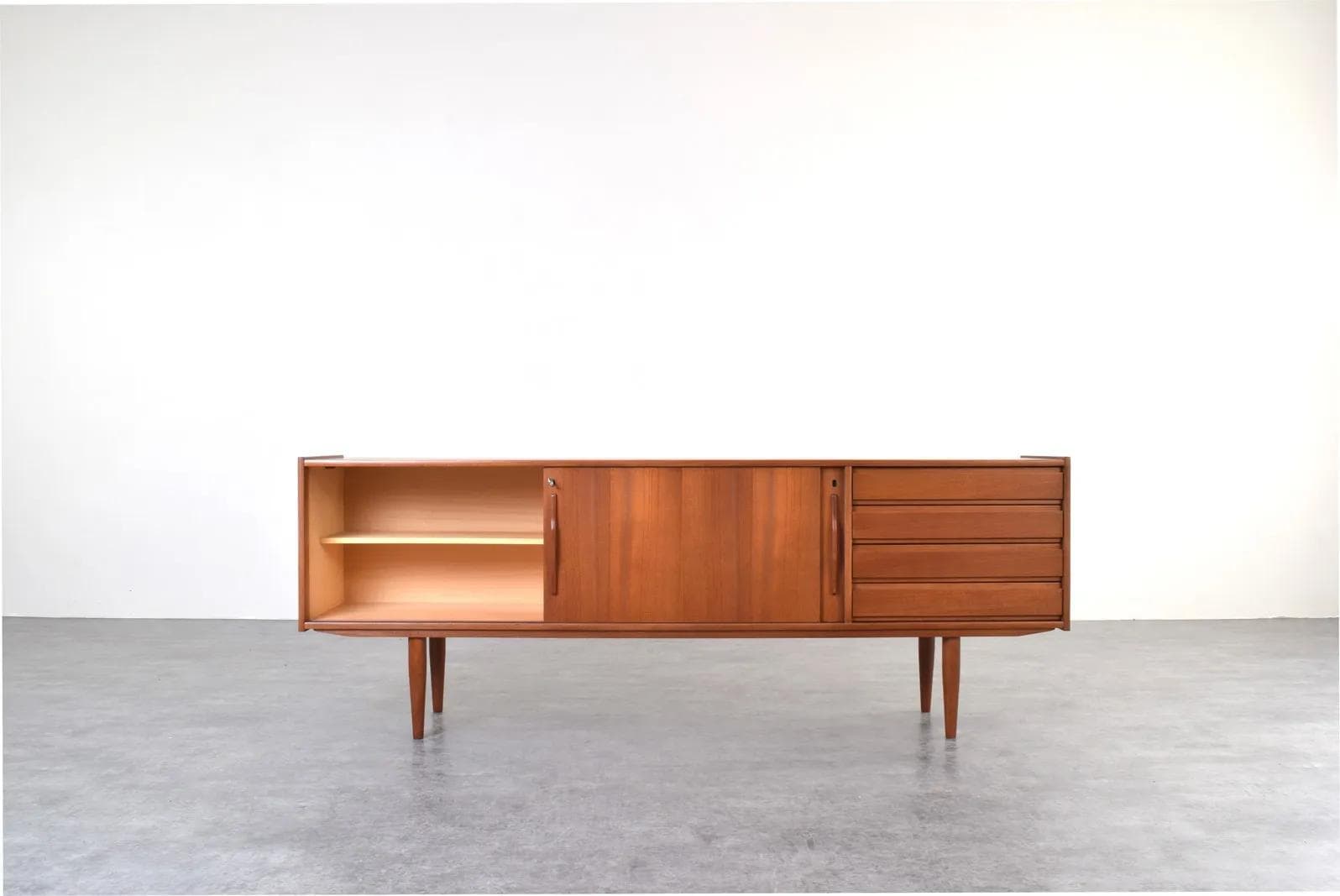 Sideboard, brown teak, Denmark, 1960s. - 315541