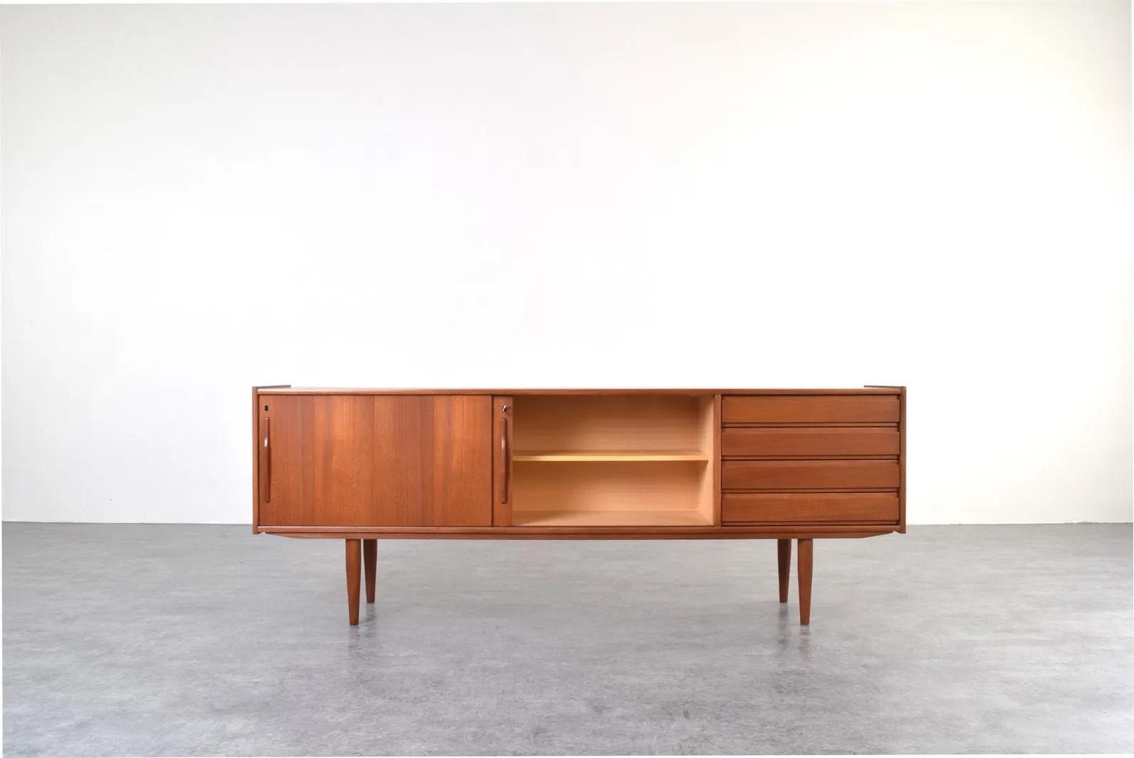 Sideboard, brown teak, Denmark, 1960s. - 315539