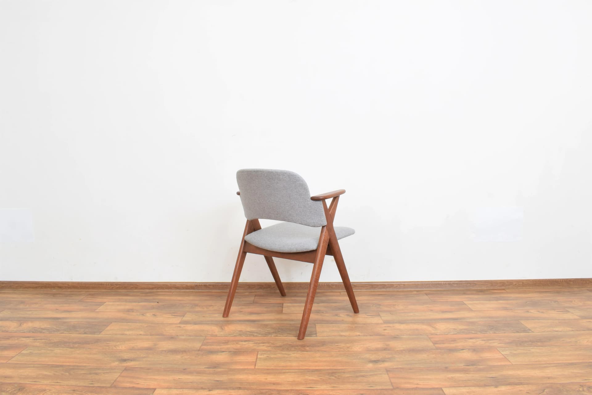 Armchair, brown oak, grey fabric, Denmark, 1960s. - 315530
