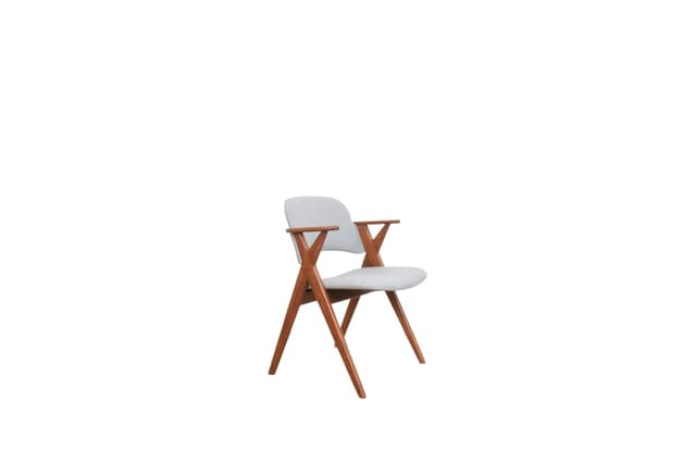 Armchair, brown oak, grey fabric, Denmark, 1960s. - DIMENSION
