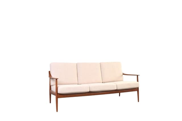 Sofa Knoll Antimott, teak brązowy, wełna beżowa, Walter Knoll / Wilhelm Knoll, Niemcy, lata 60. - WYMIARY