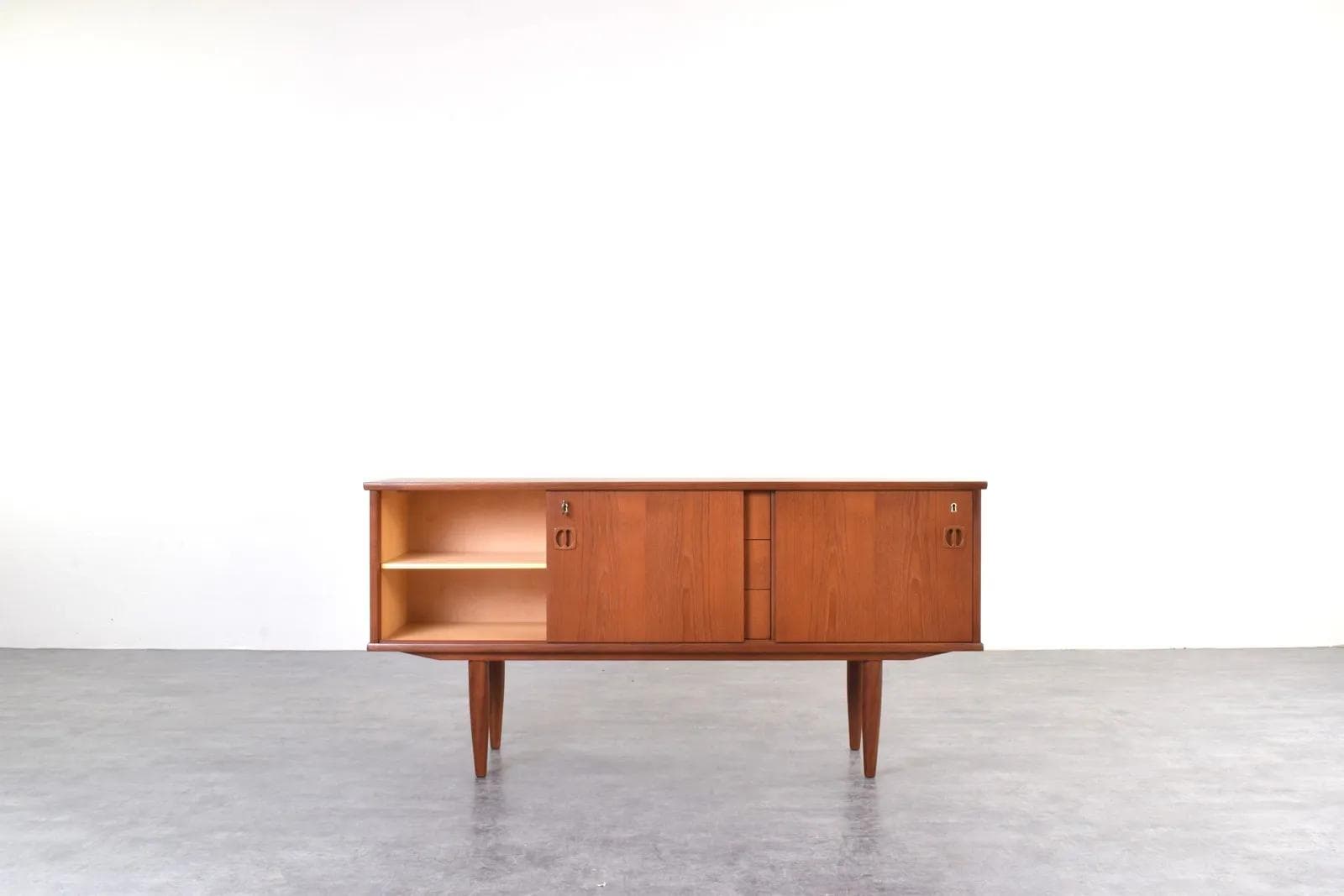 Sideboard, brown teak, Denmark, 1960s. - 315506