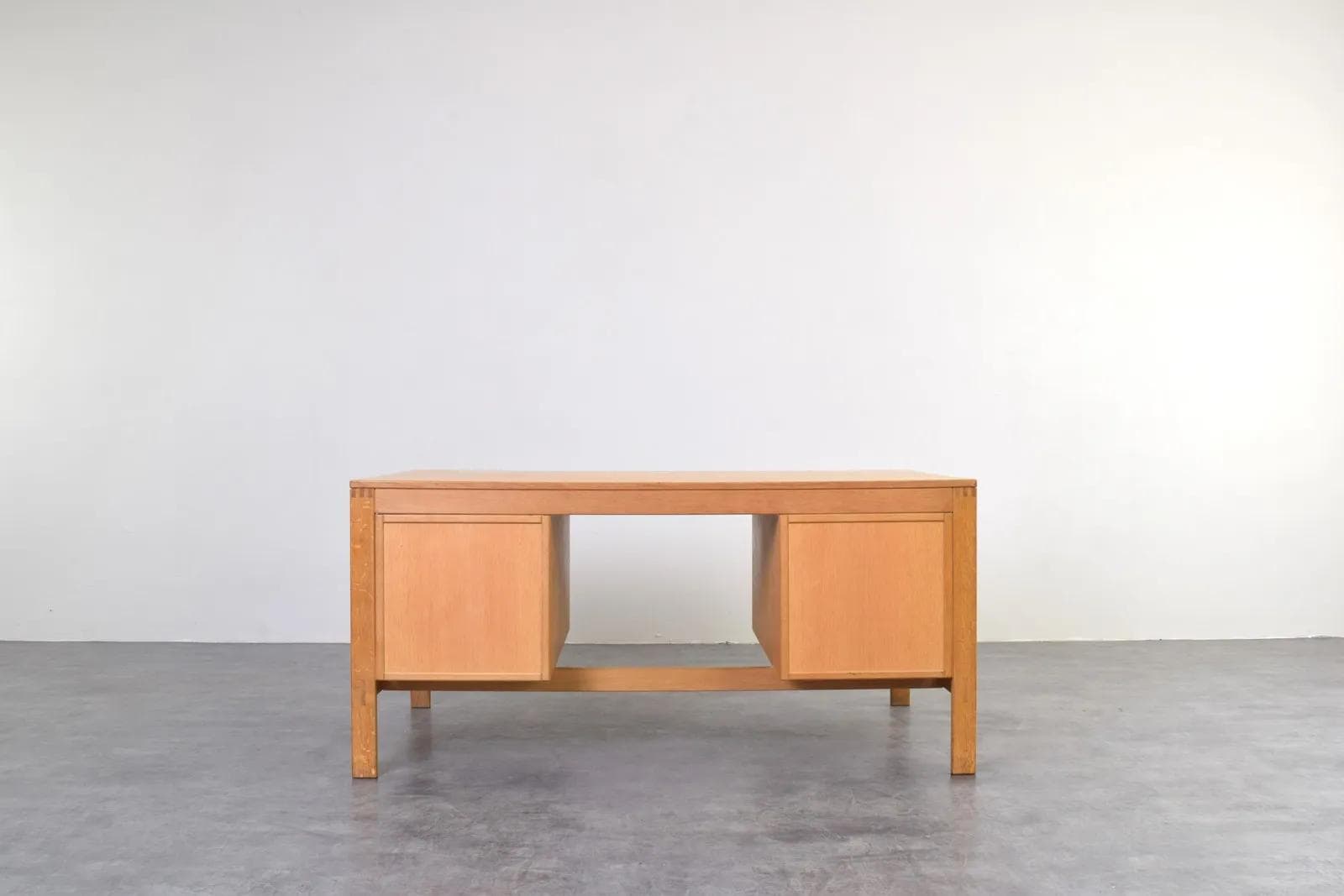 Desk, brown oak, silver aluminum, by Chr. Rasmussen, Randers Møbelfabrik, Denmark, 1970s. - 315478
