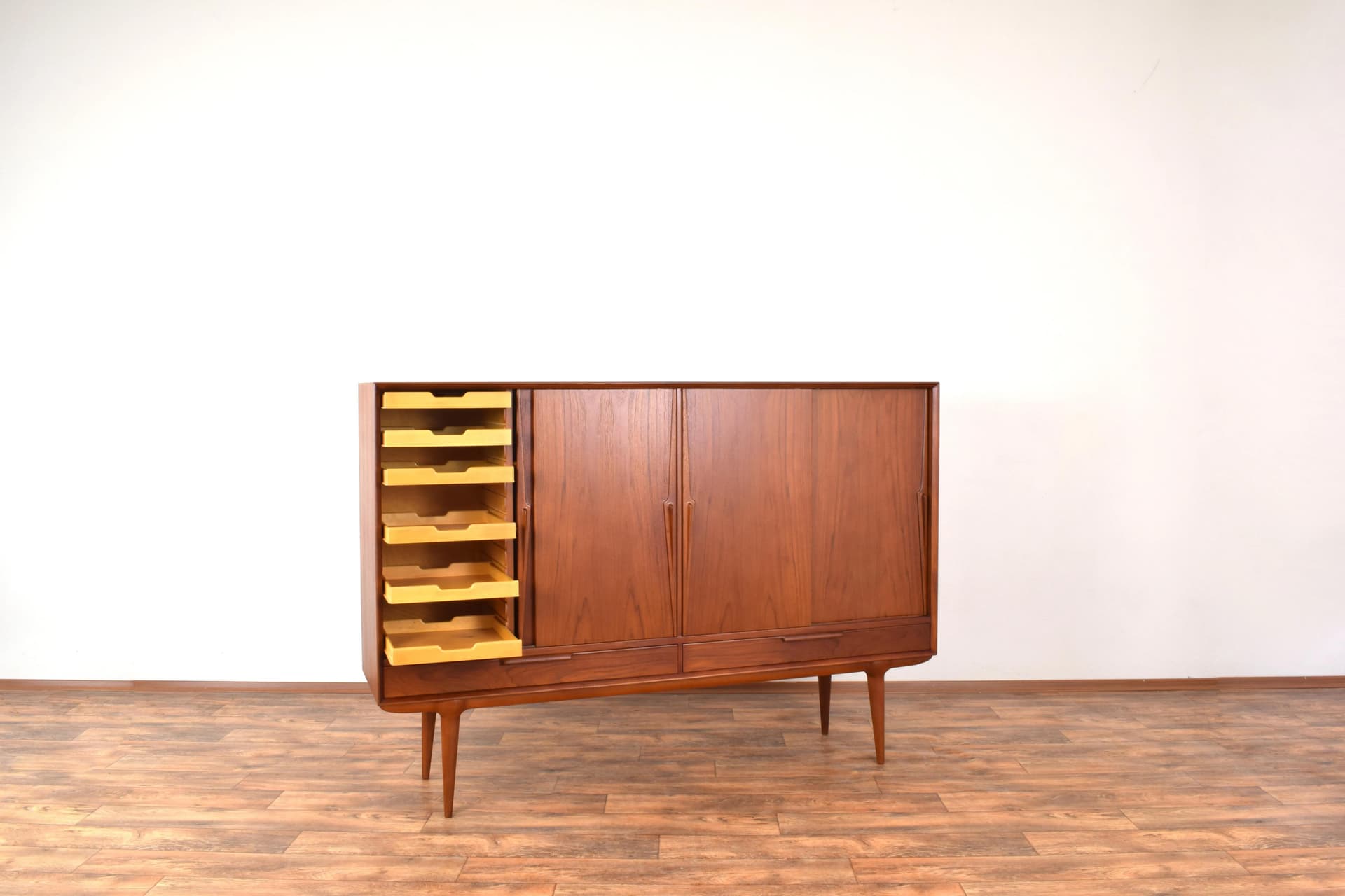 Highboard Model 13, brown teak, by G. Omann, Omann Jun, Denmark, 1960s. - 315463