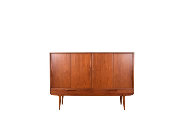 Highboard Model 13, brown teak, by G. Omann, Omann Jun, Denmark, 1960s. - DIMENSION