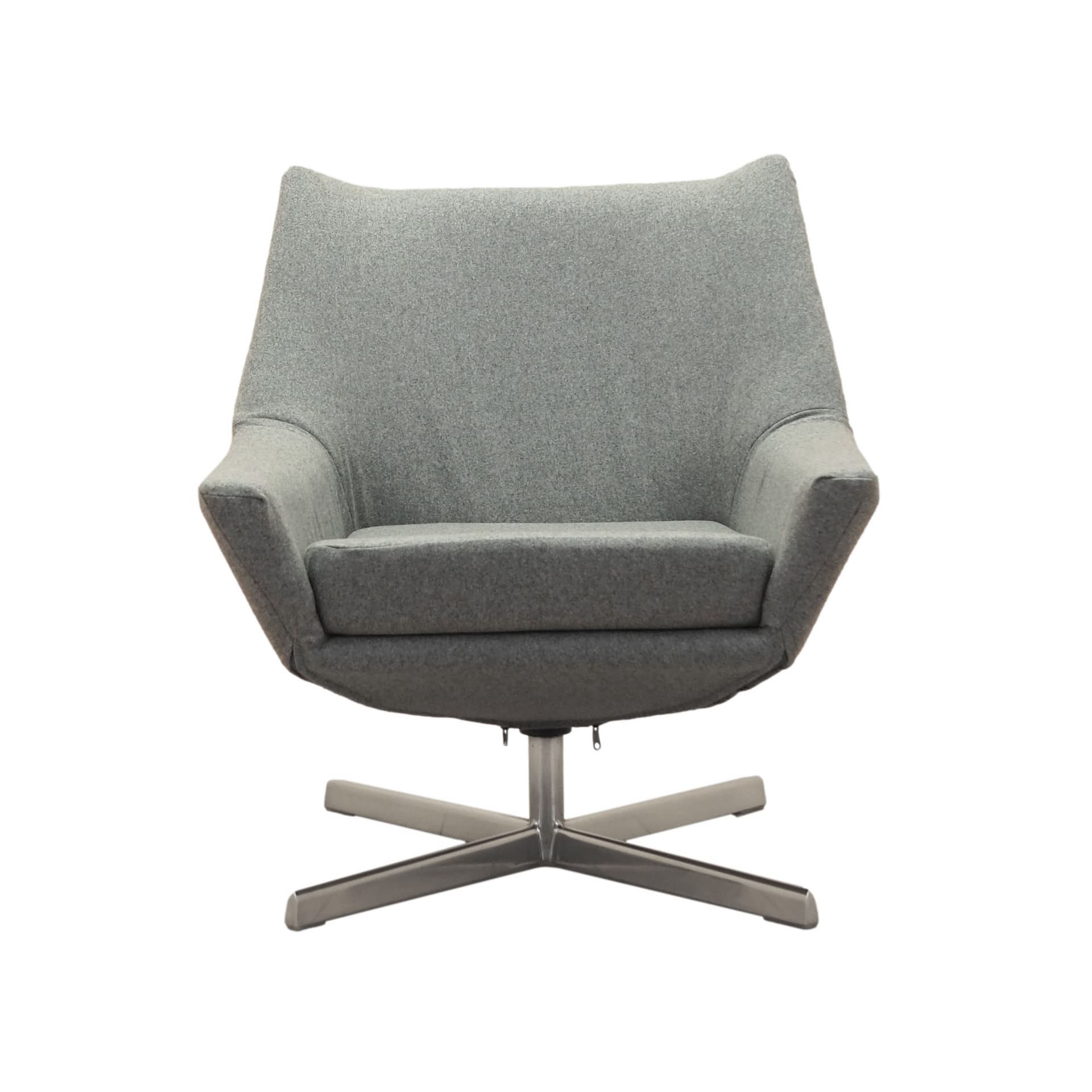 Fotel obrotowy, tkanina szara, metal srebrny, Walter Knoll, Niemcy, lata 60.