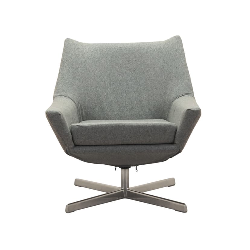 Fotel obrotowy, tkanina szara, metal srebrny, Walter Knoll, Niemcy, lata 60.