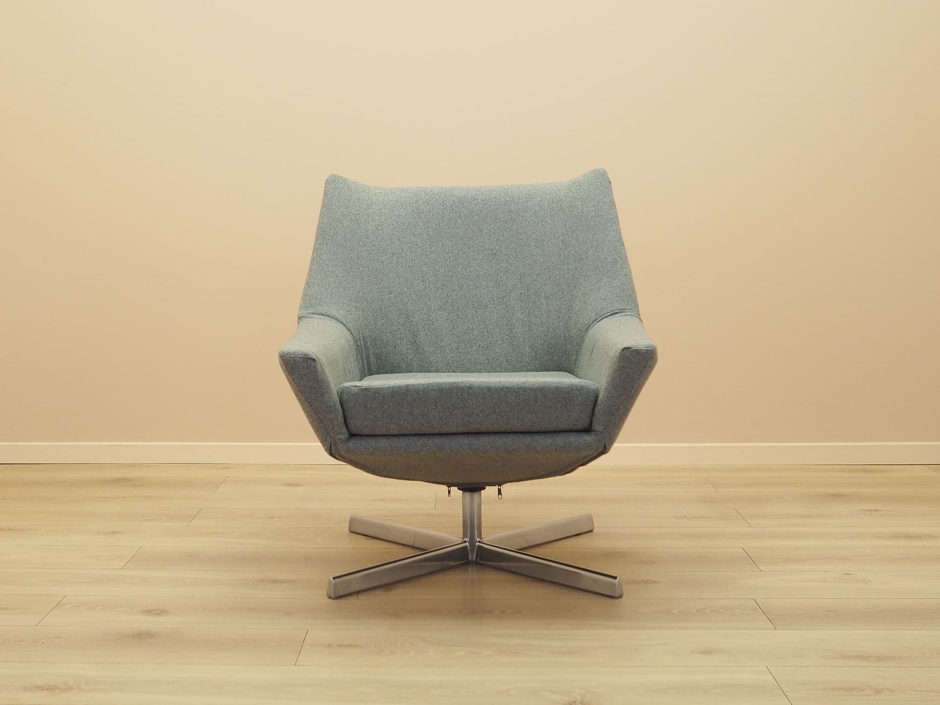 Fotel obrotowy, tkanina szara, metal srebrny, Walter Knoll, Niemcy, lata 60. - 314801