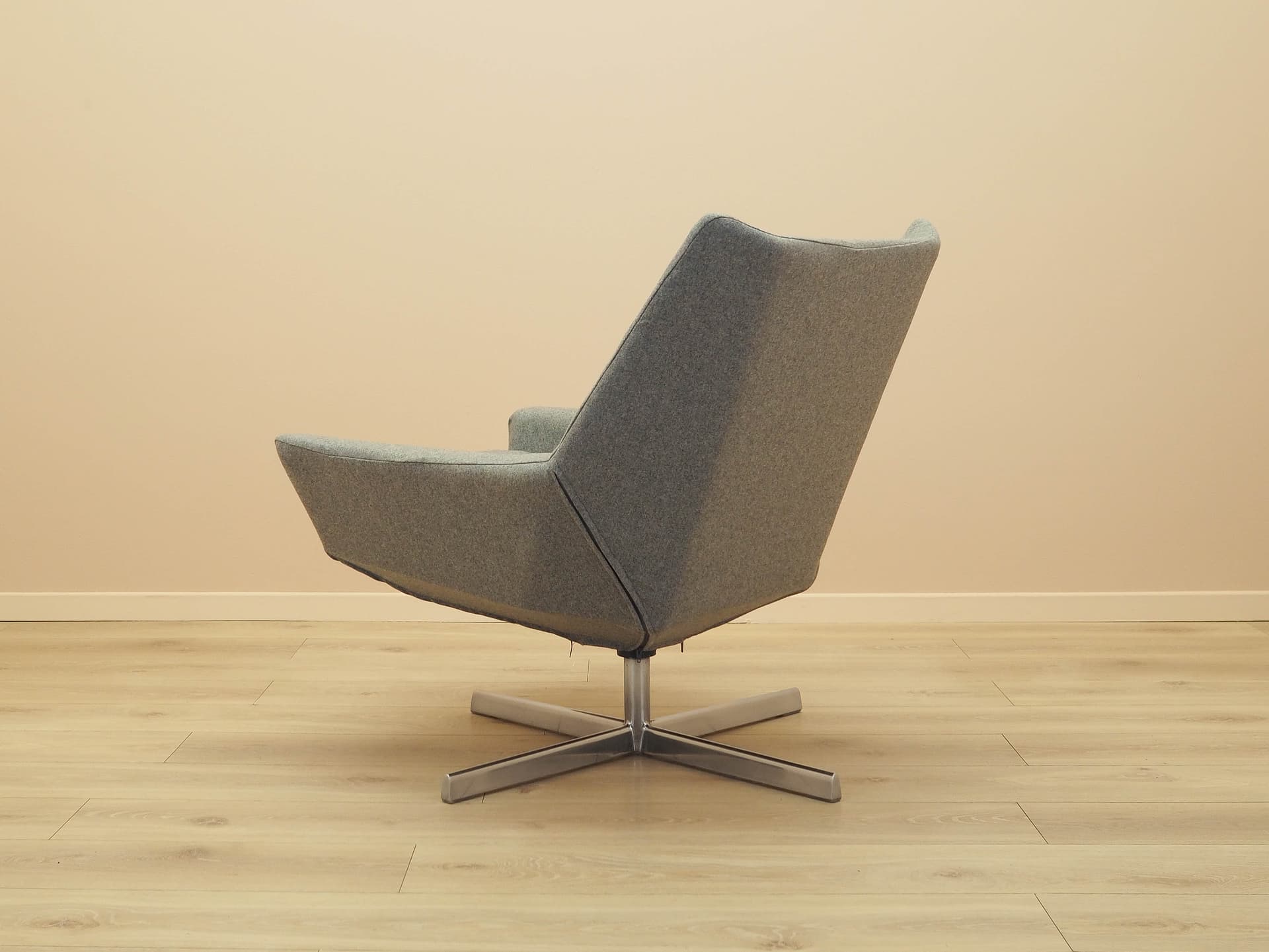 Fotel obrotowy, tkanina szara, metal srebrny, Walter Knoll, Niemcy, lata 60. - 314804