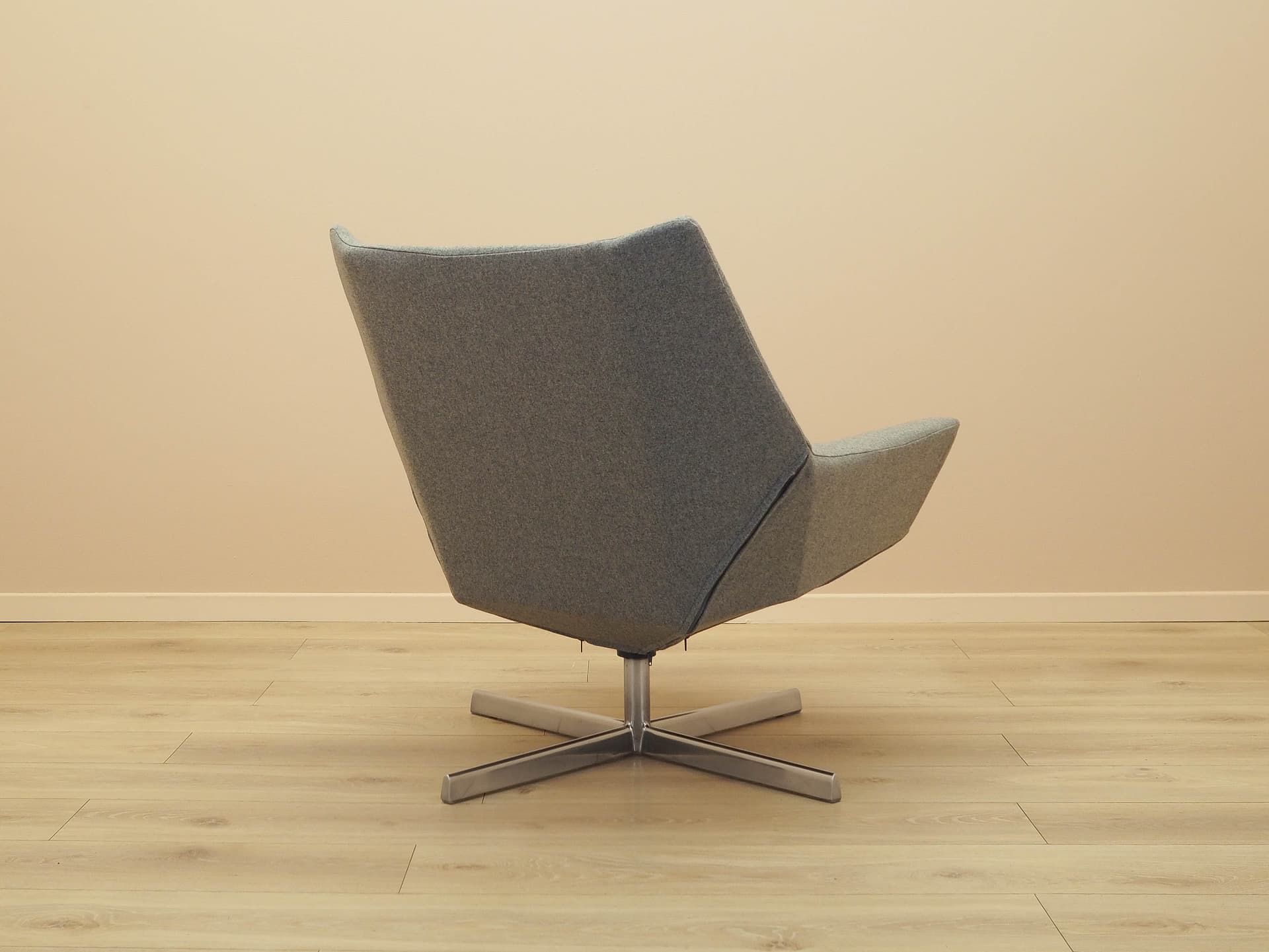 Fotel obrotowy, tkanina szara, metal srebrny, Walter Knoll, Niemcy, lata 60. - 314806