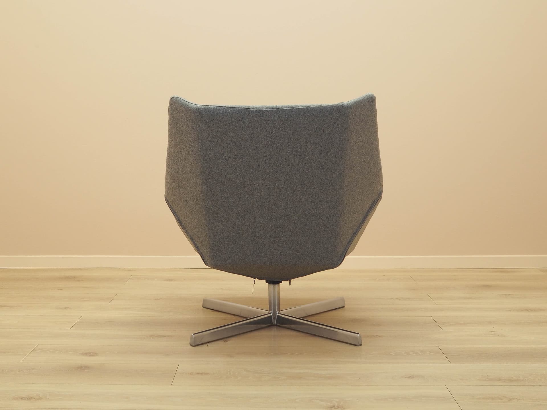 Fotel obrotowy, tkanina szara, metal srebrny, Walter Knoll, Niemcy, lata 60. - 314805