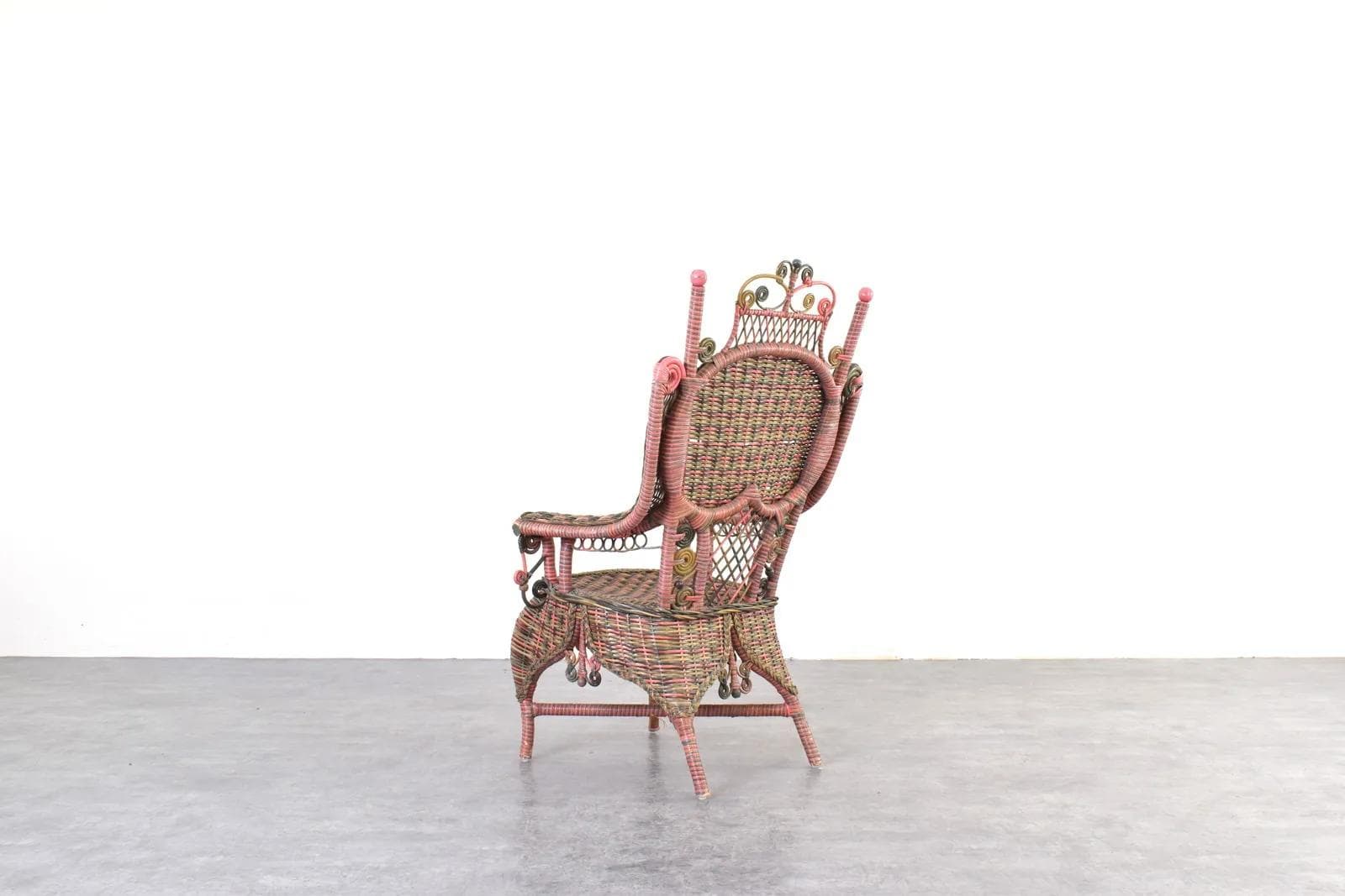 Victorian Armchair, multicolor wicker, Heywood-Wakefield, USA, early 20th c. - 315449