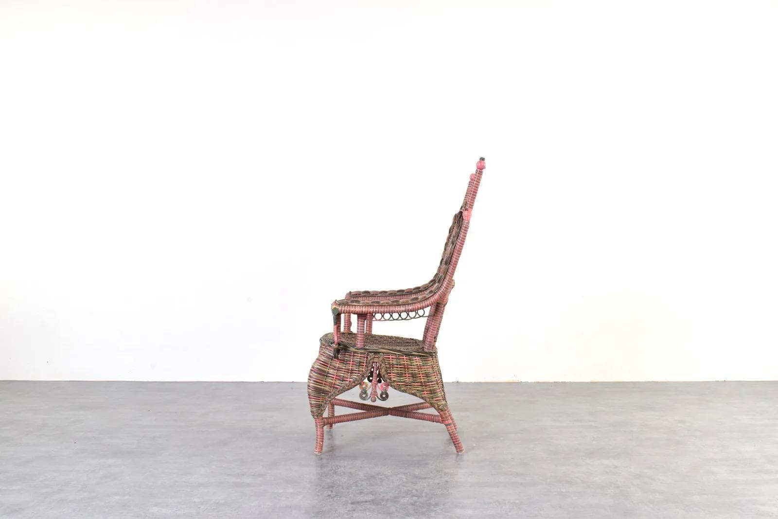 Victorian Armchair, multicolor wicker, Heywood-Wakefield, USA, early 20th c. - 315452