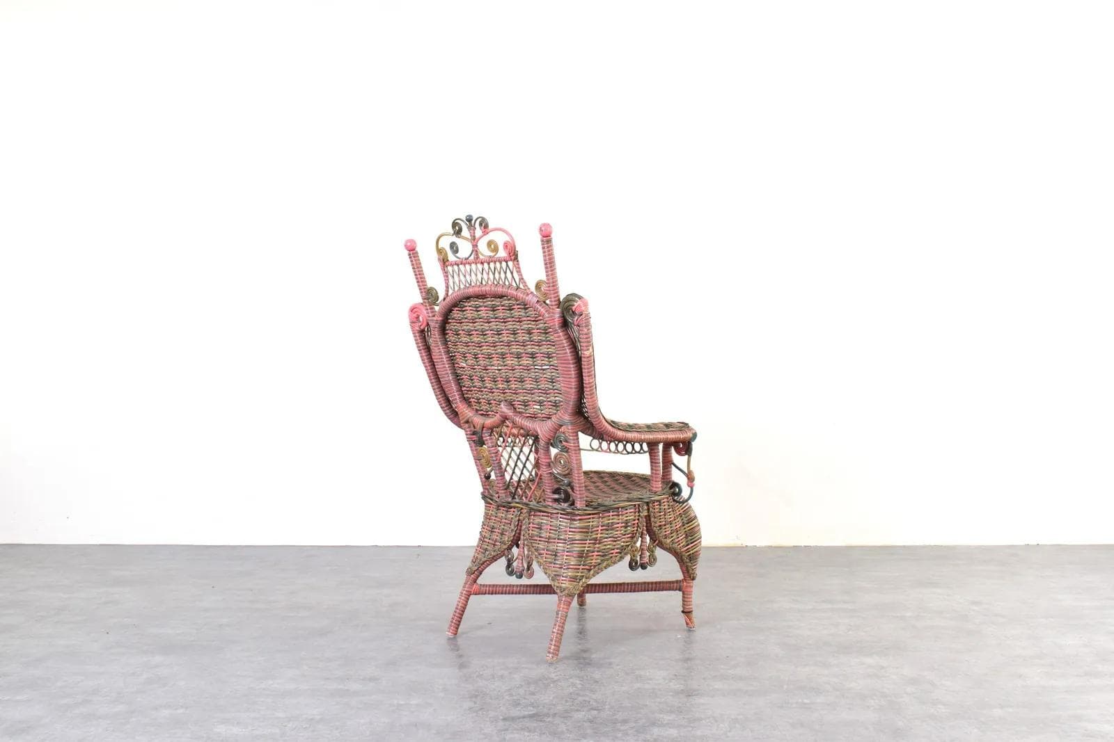 Victorian Armchair, multicolor wicker, Heywood-Wakefield, USA, early 20th c. - 315453