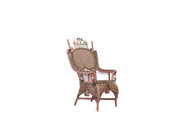 Victorian Armchair, multicolor wicker, Heywood-Wakefield, USA, early 20th c. - DIMENSION