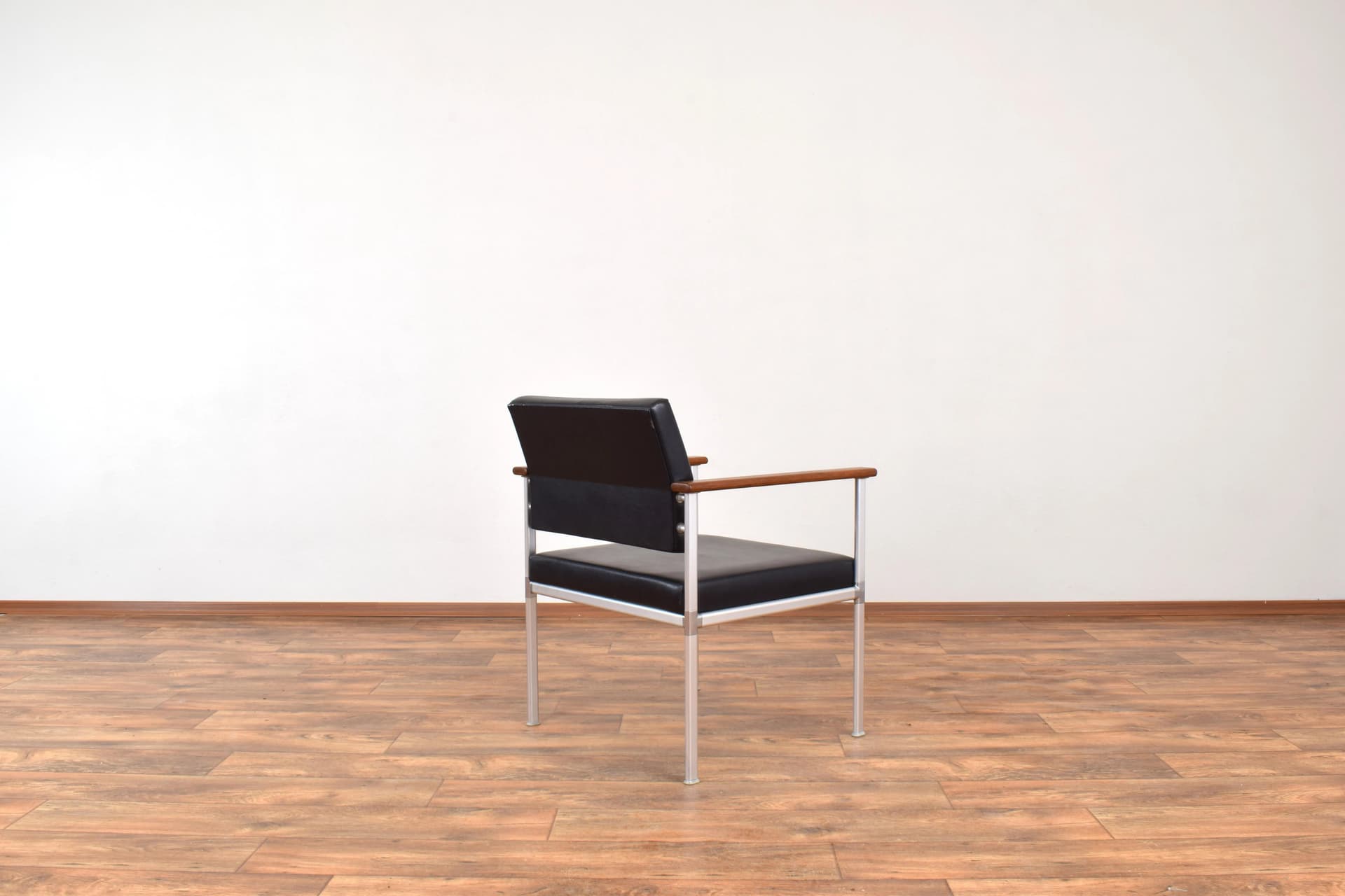 Fotel, aluminium czarne, teak brązowy, Lübke, Niemcy, lata 60. - 315375