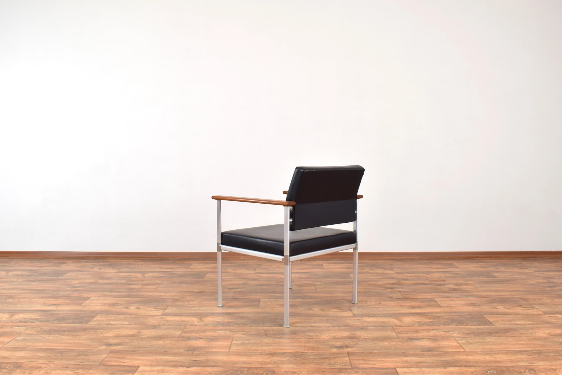 Fotel, aluminium czarne, teak brązowy, Lübke, Niemcy, lata 60. - 315374
