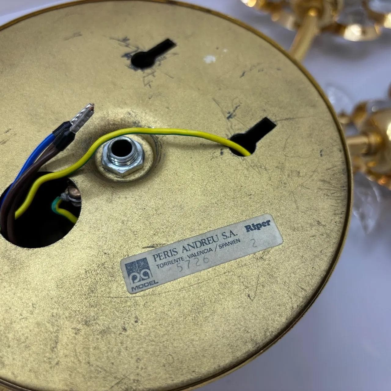 Kinkiet floralny, Palwa, kryształ złocony mosiądz, Niemcy, lata 70. - 23212