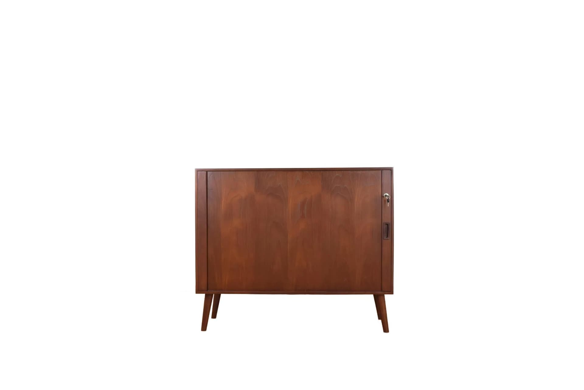 Sideboard, tambour doors, brown, teak, Denmark, 1960s.