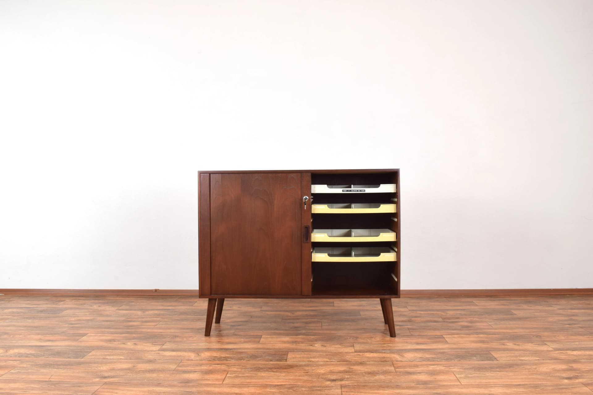 Sideboard, tambour doors, brown, teak, Denmark, 1960s. - 315216