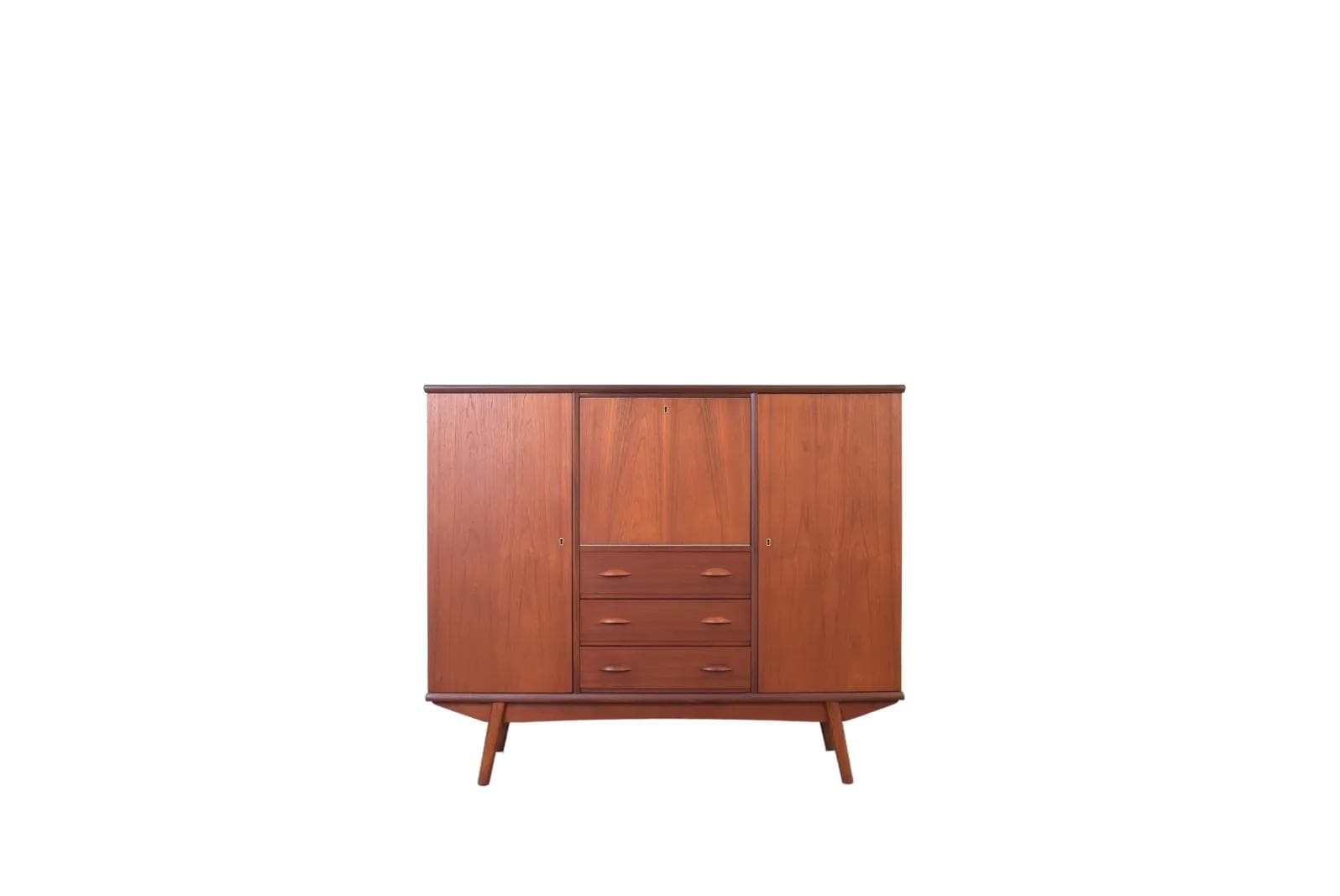 Highboard, brązowy, teak, Dania, lata 60.