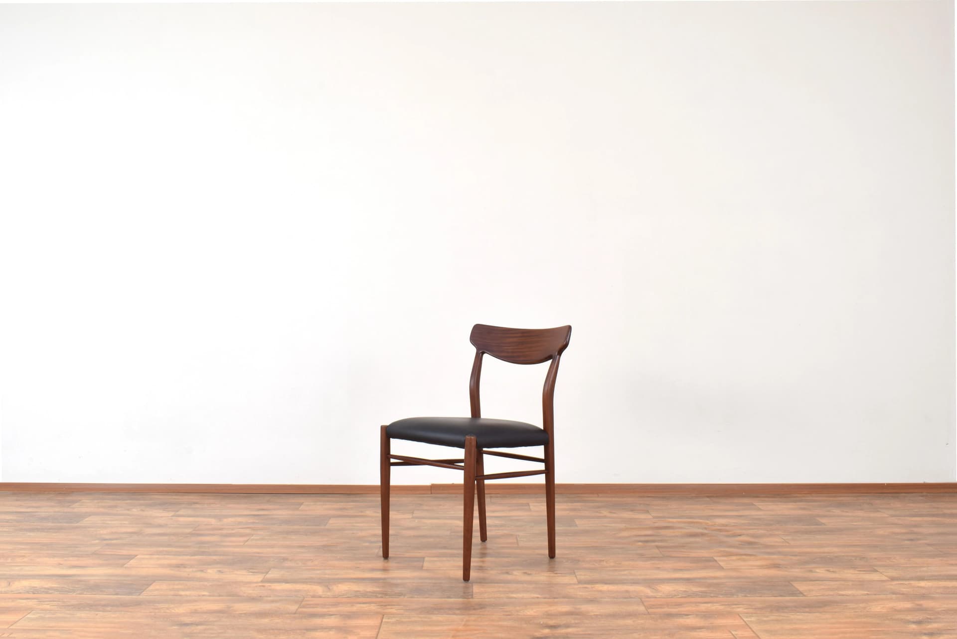 Set of four chairs, brown teak, black leather, by G. Herkströter, Lübke, Germany, 1960s. - 315157
