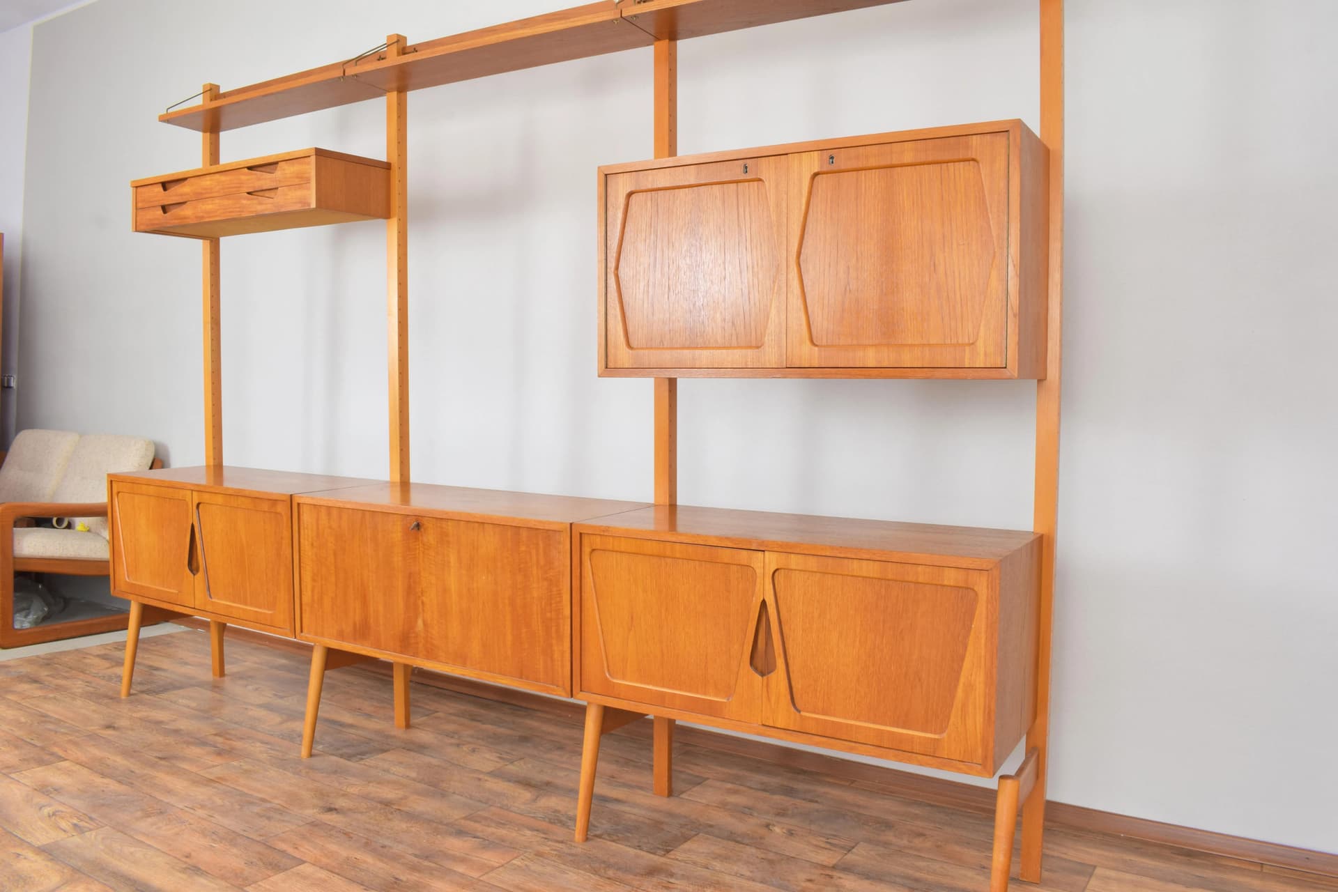 Shelving system, teak brown, by K. Riise, Norway, 1960s. - 315147