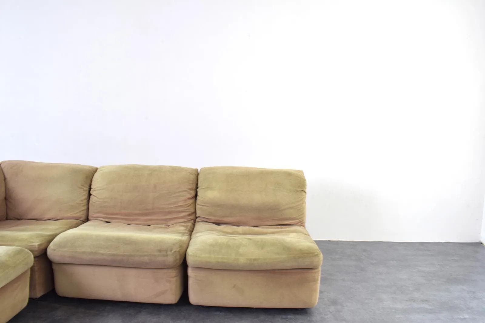 Sofa modułowa narożna, beżowy jasnozielony, velvet, Rolf Benz, Niemcy, lata 70. - 315138