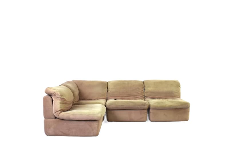 Sofa modułowa narożna, beżowy jasnozielony, velvet, Rolf Benz, Niemcy, lata 70.