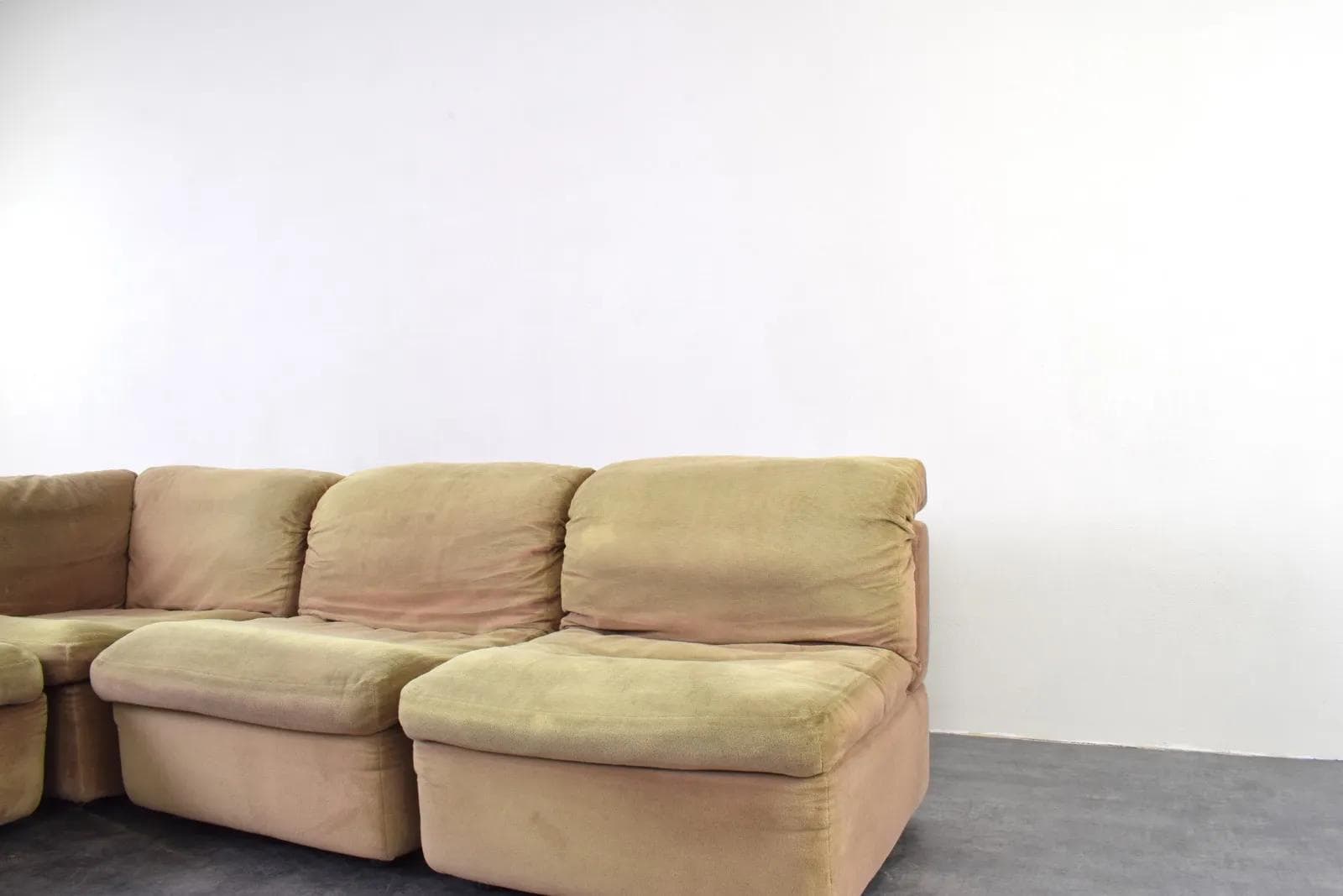 Sofa modułowa narożna, beżowy jasnozielony, velvet, Rolf Benz, Niemcy, lata 70. - 315141
