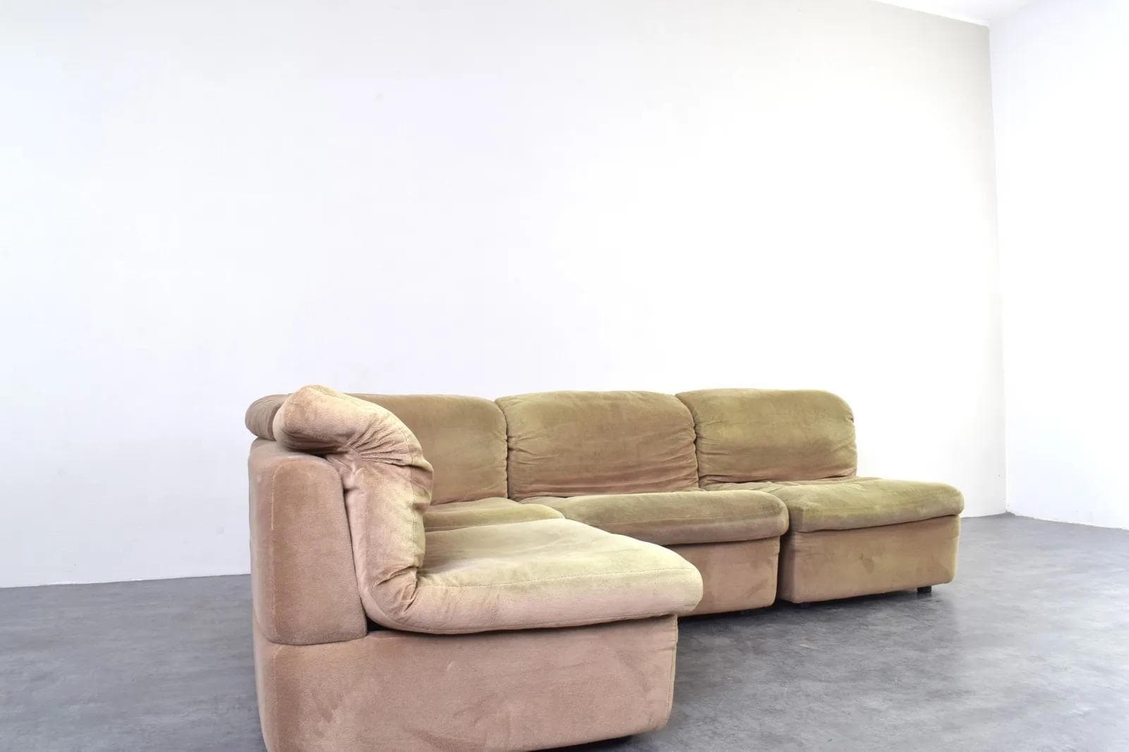 Sofa modułowa narożna, beżowy jasnozielony, velvet, Rolf Benz, Niemcy, lata 70. - 315139
