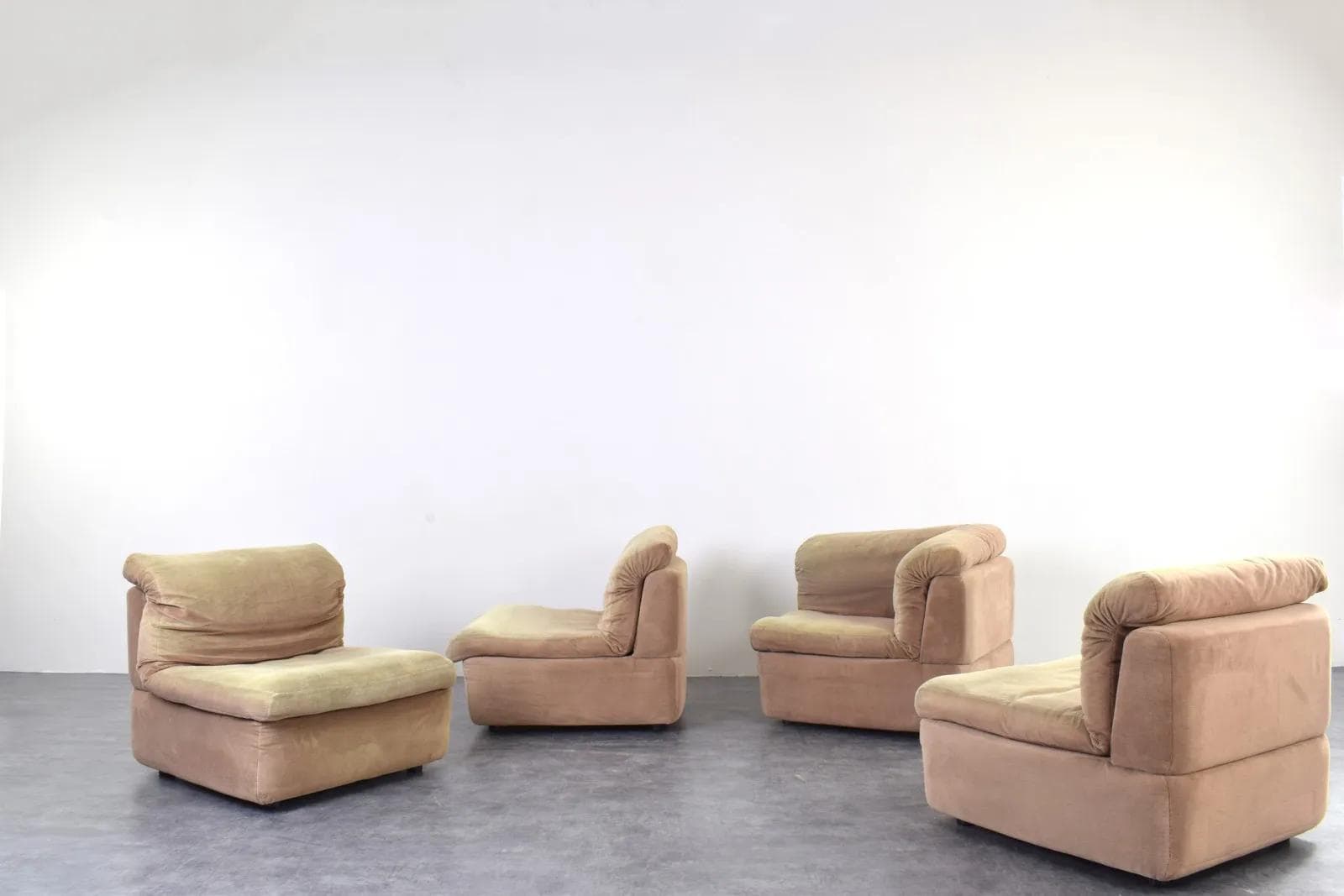 Sofa modułowa narożna, beżowy jasnozielony, velvet, Rolf Benz, Niemcy, lata 70. - 315137