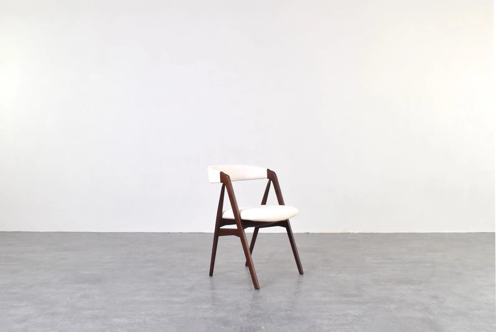 Set of four chairs model 205, brown teak, beige fabric, by Th. Harlev, Farstrup, Denmark, 1960s. - 315100