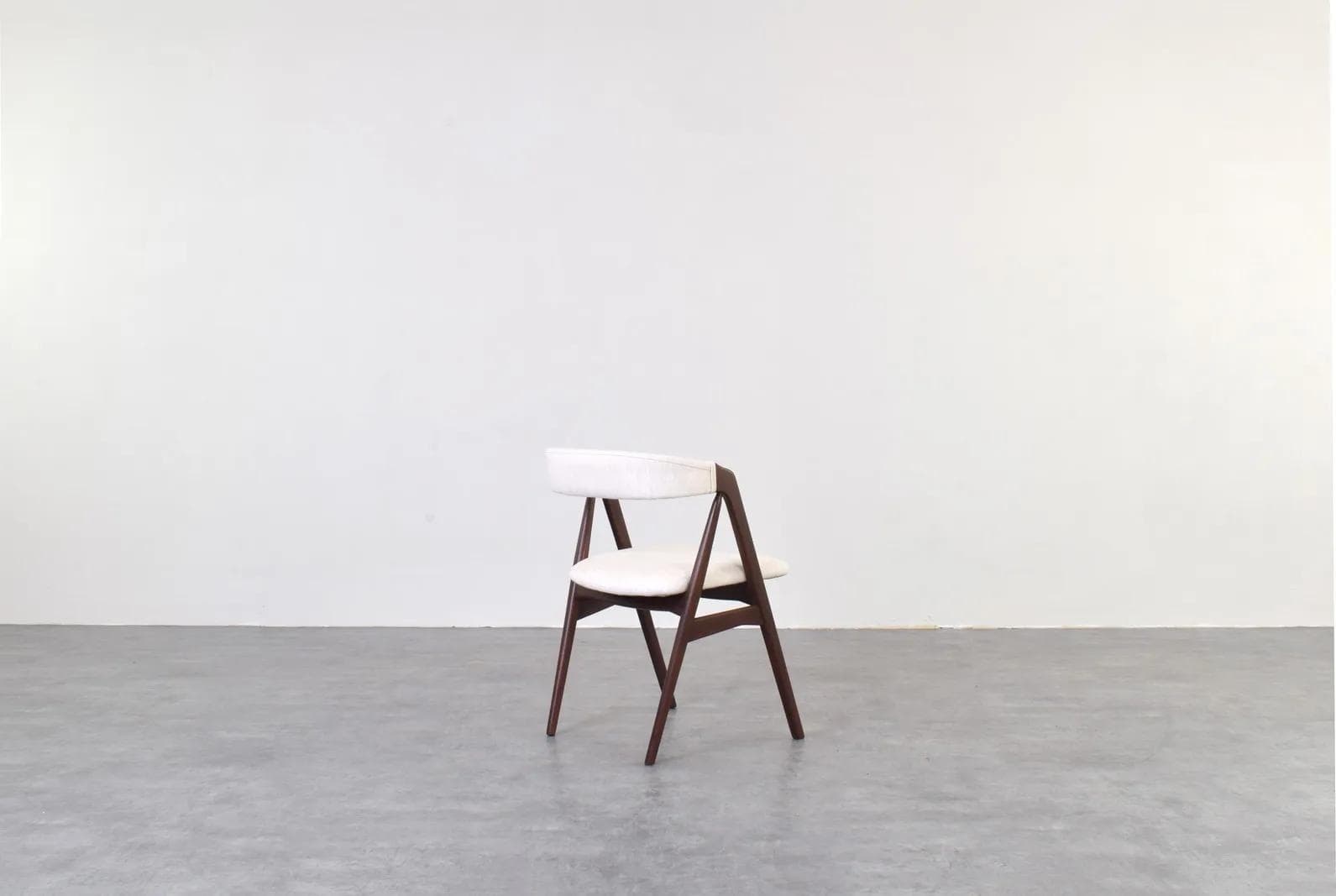 Set of four chairs model 205, brown teak, beige fabric, by Th. Harlev, Farstrup, Denmark, 1960s. - 315104