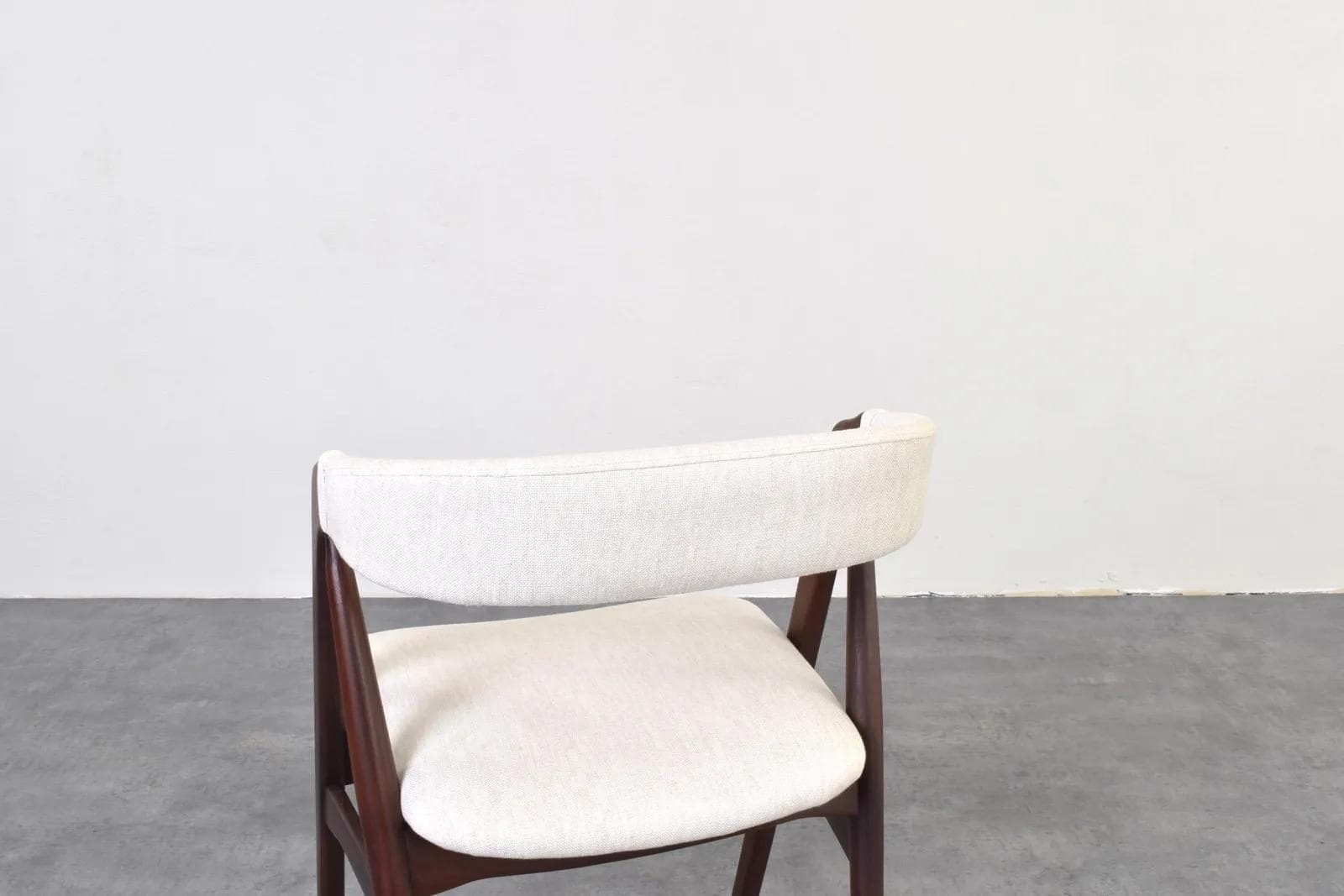 Set of four chairs model 205, brown teak, beige fabric, by Th. Harlev, Farstrup, Denmark, 1960s. - 315109