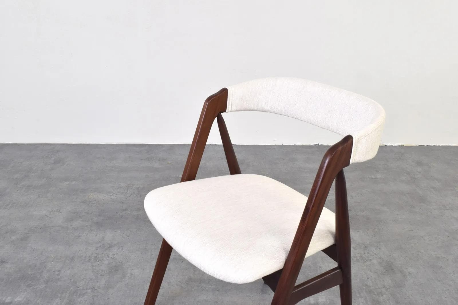 Set of four chairs model 205, brown teak, beige fabric, by Th. Harlev, Farstrup, Denmark, 1960s. - 315108