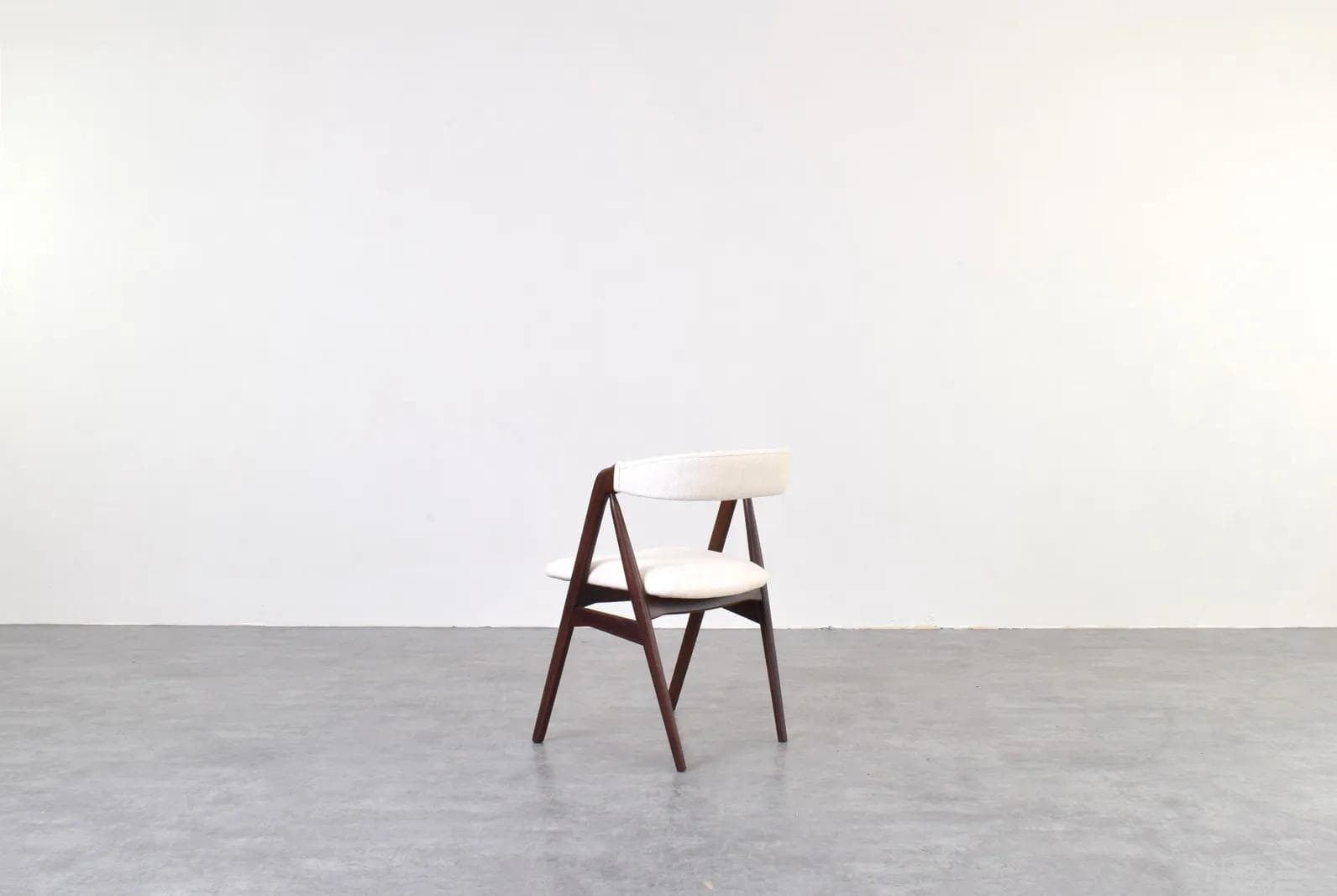 Set of four chairs model 205, brown teak, beige fabric, by Th. Harlev, Farstrup, Denmark, 1960s. - 315106
